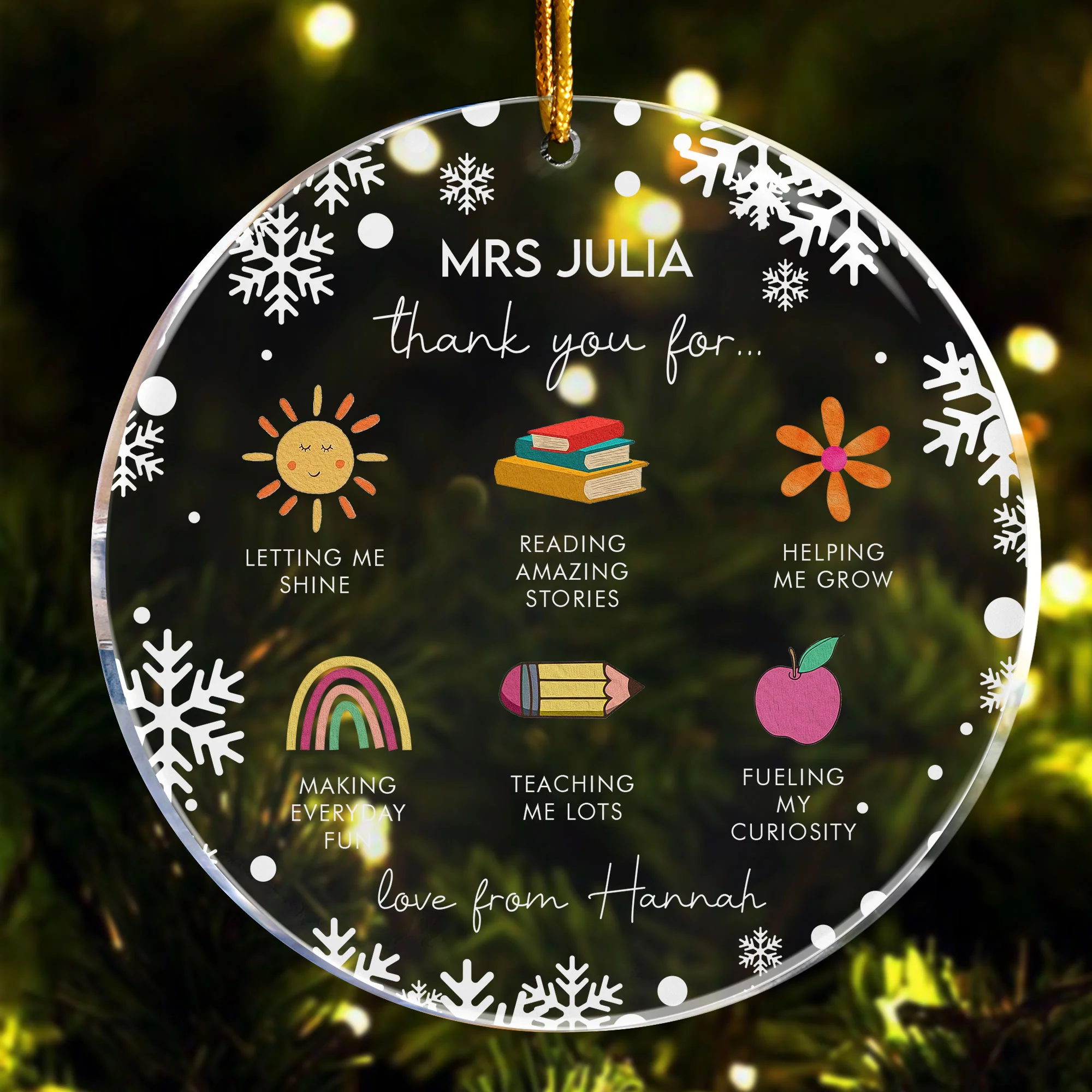 Thank You For Teacher - Personalized Acrylic Ornament - Image 4