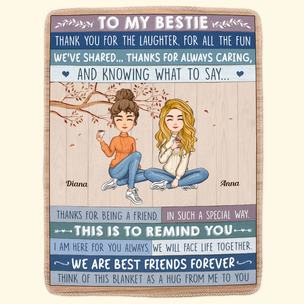 Thank You For The Laughter & Fun Friendship - Personalized Blanket - Image 3
