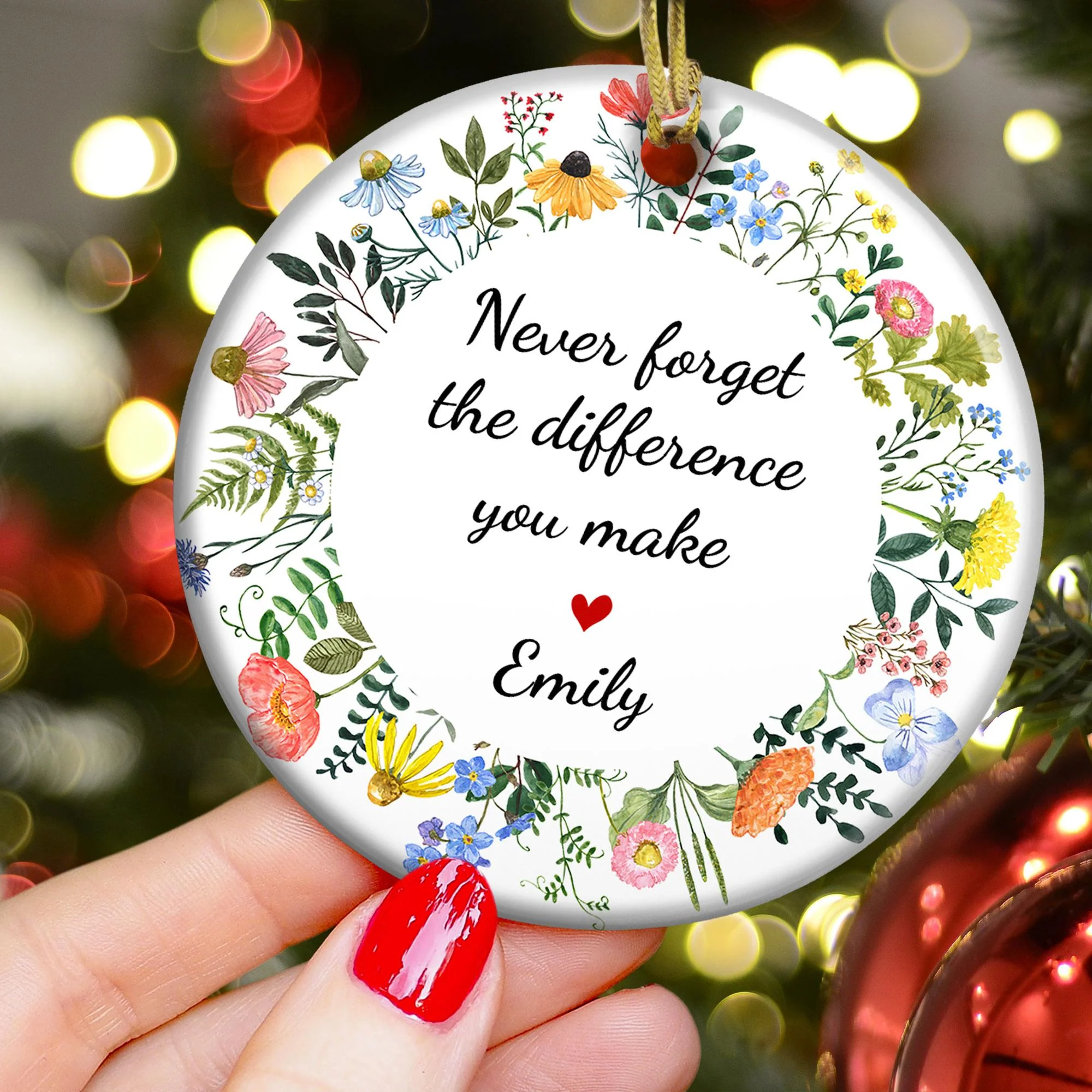 Thank You Gifts For Boss, Coworkers, Friends - Custom Names - Personalized Ceramic Ornament - Image 2