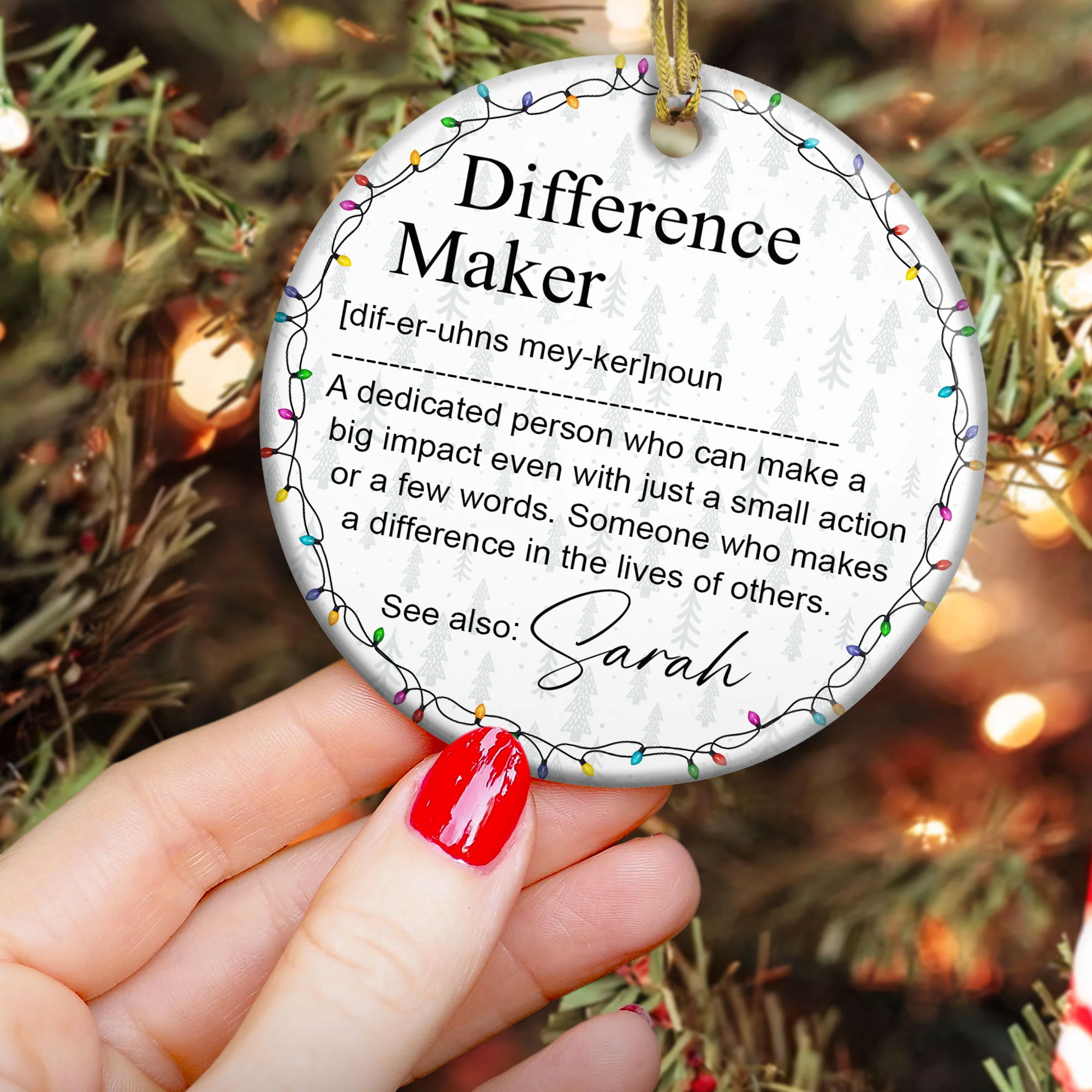 Thank You Gifts For Boss, Coworkers, Friends - Difference Maker - Personalized Ceramic Ornament - Image 4