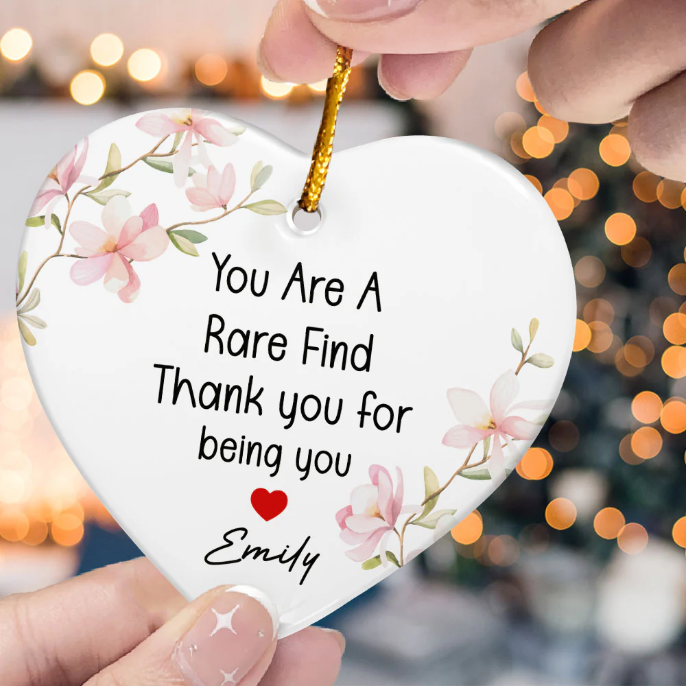 Thank You Gifts For Boss, Coworkers, Friends - You Are A Rare Find - Personalized Ceramic Ornament - Image 2