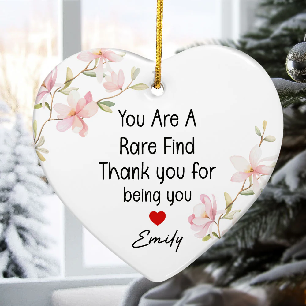 Thank You Gifts For Boss, Coworkers, Friends - You Are A Rare Find - Personalized Ceramic Ornament - Image 3