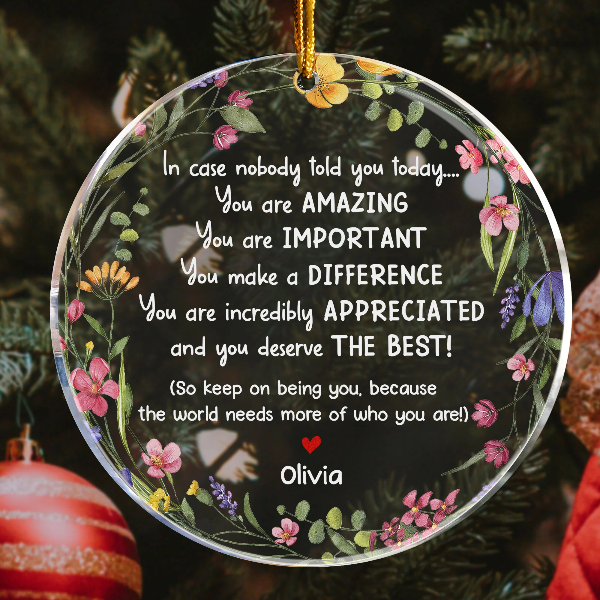Thank You Gifts - In Case No One Told You Today - Gifts For Friends, Coworkers, Family - Personalized Acrylic Ornament - Image 3