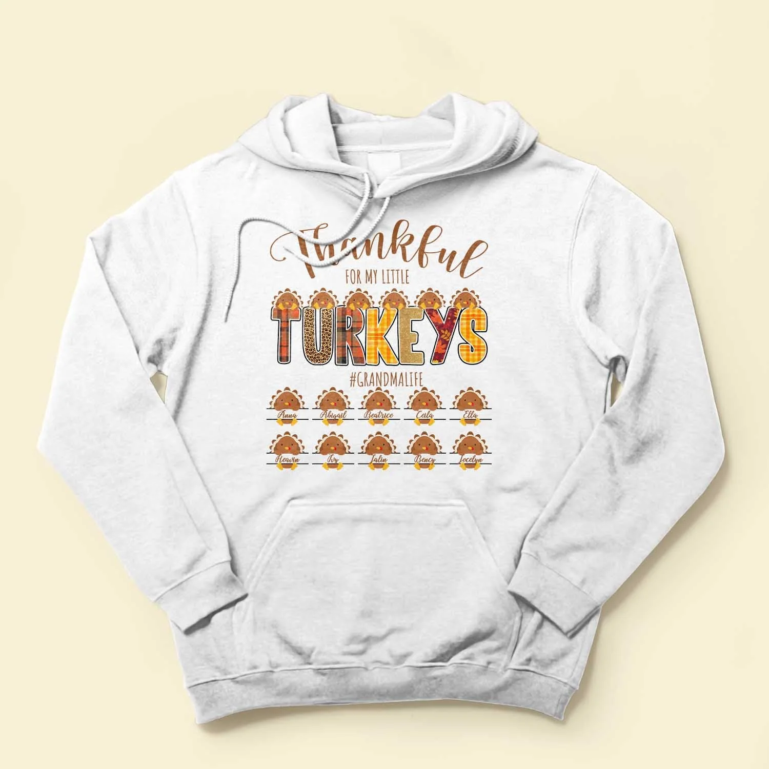 Thankful For My Little Turkeys - Personalized Shirt - Thanksgiving Gift For Grandma - Cute Turkeys - Image 4