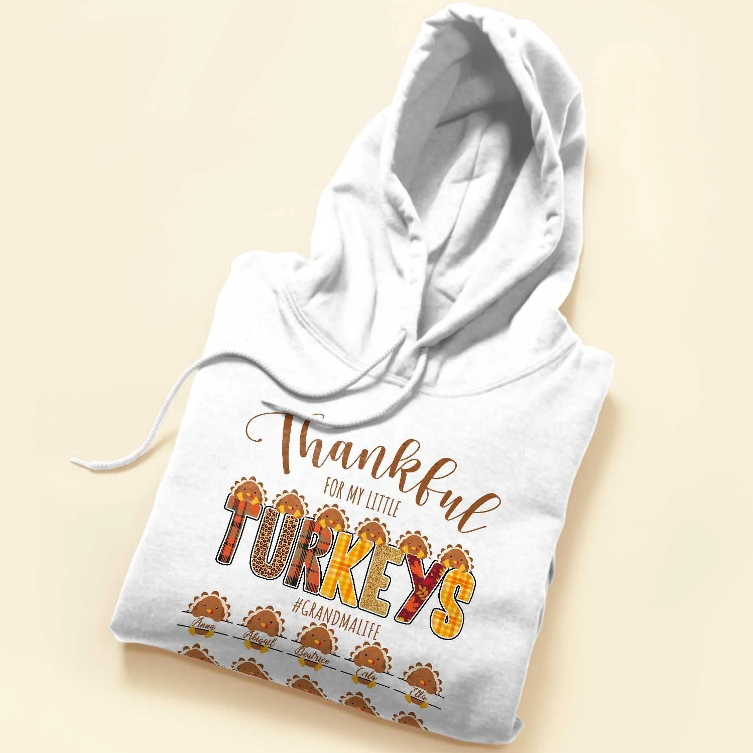 Thankful For My Little Turkeys - Personalized Shirt - Thanksgiving Gift For Grandma - Cute Turkeys - Image 5