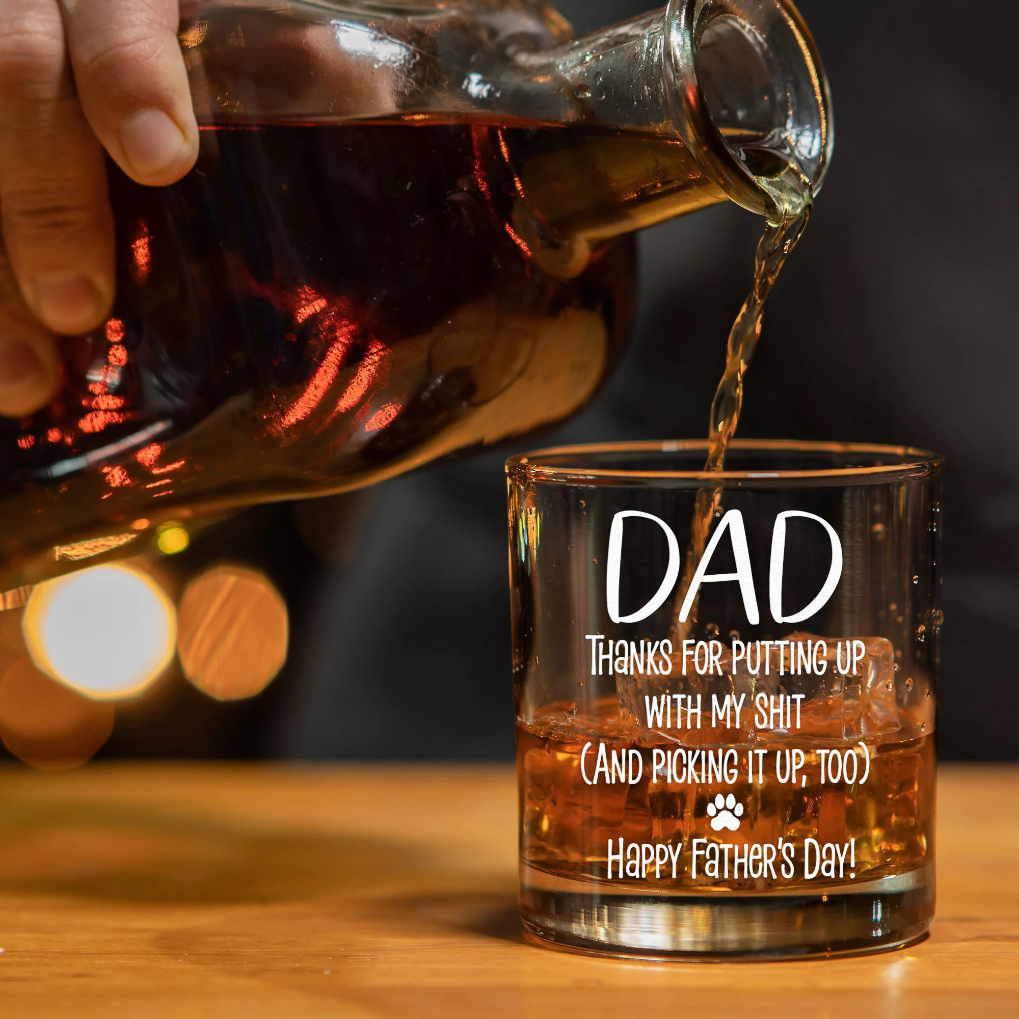 Thanks Dad I Woof You Dog Dad Gift - Personalized Whiskey Glass - Image 3
