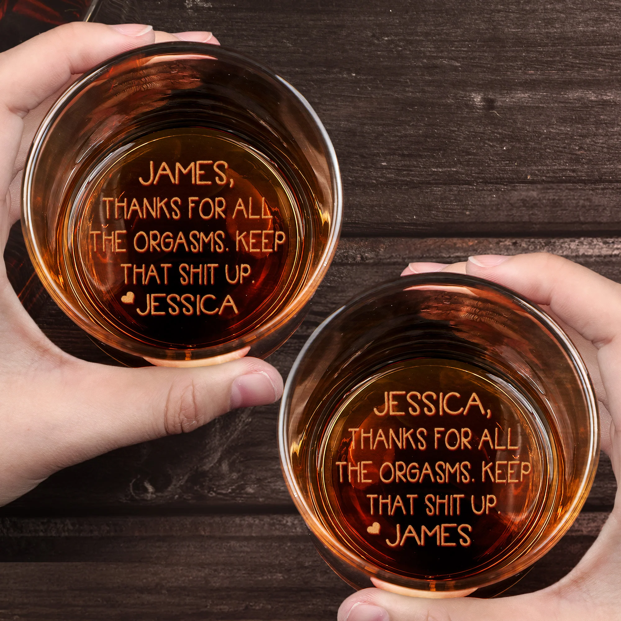 Thanks For All The Orgasms Anniversary Gift For Him - Personalized Engraved Whiskey Glass - Gift For Husband - Image 3
