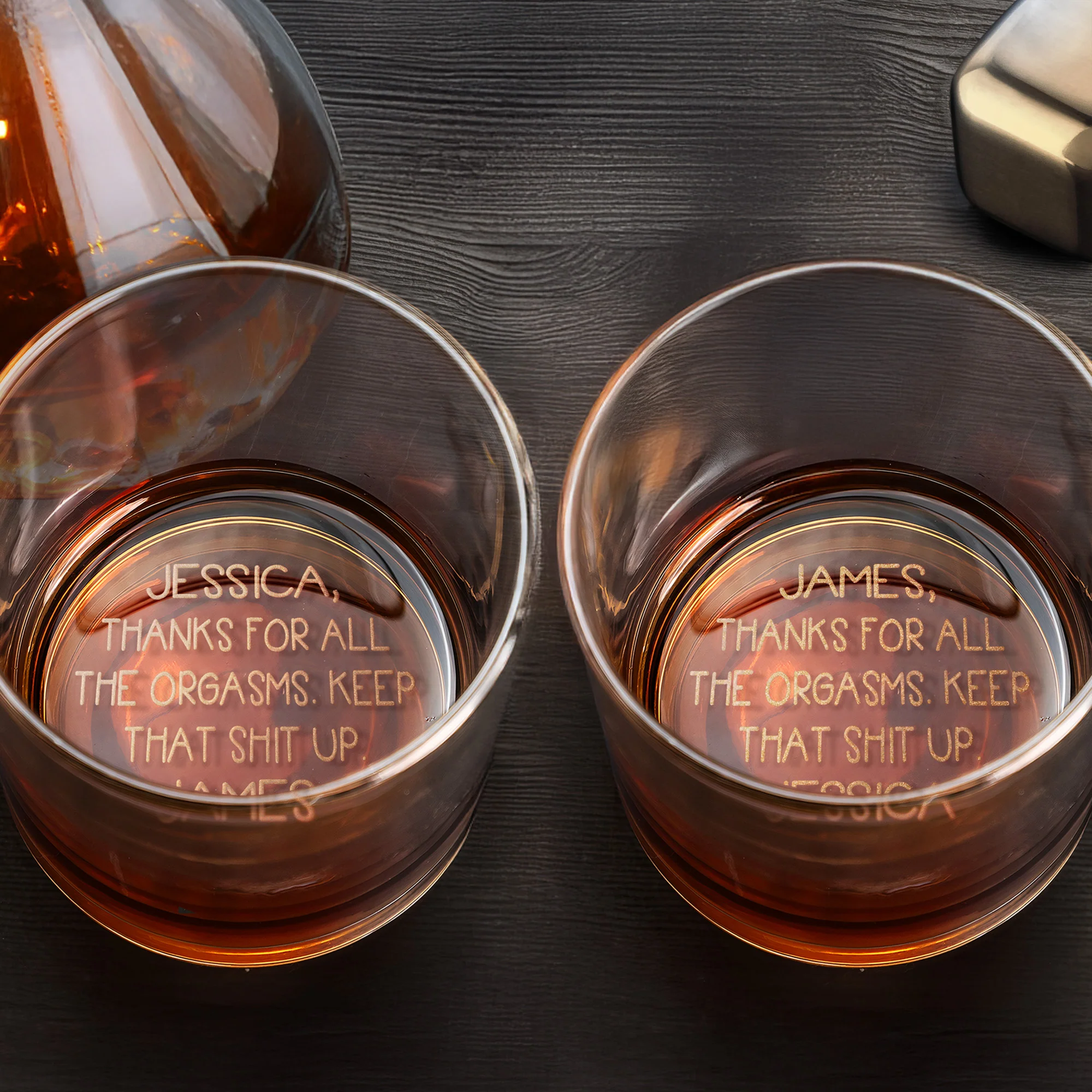 Thanks For All The Orgasms Anniversary Gift For Him - Personalized Engraved Whiskey Glass - Gift For Husband - Image 4
