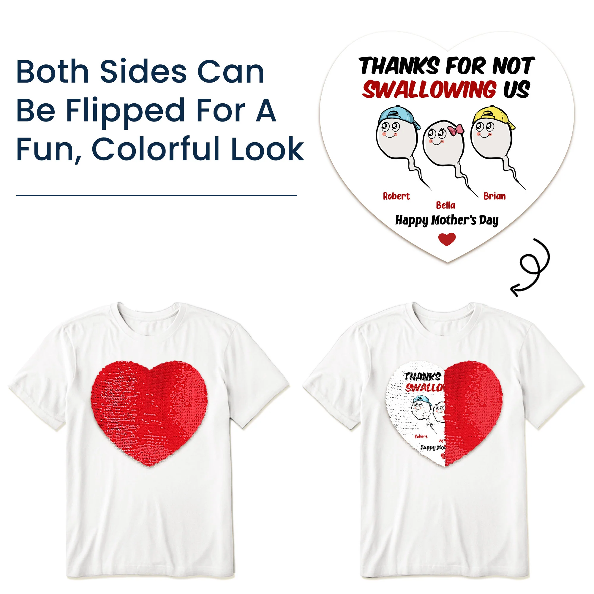 Thanks For Not Swallowing Us Funny Mom Gift - Personalized Sequin Shirt - Image 3
