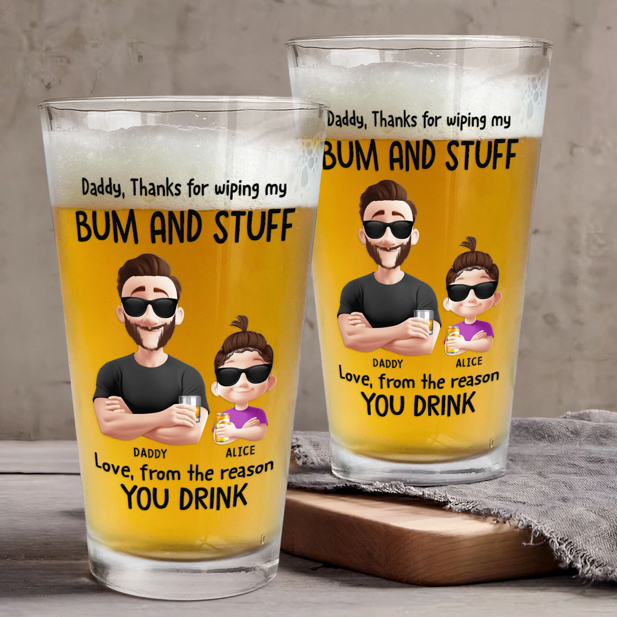 Thanks For Wiping My Stuff - Personalized Beer Glass - Image 3
