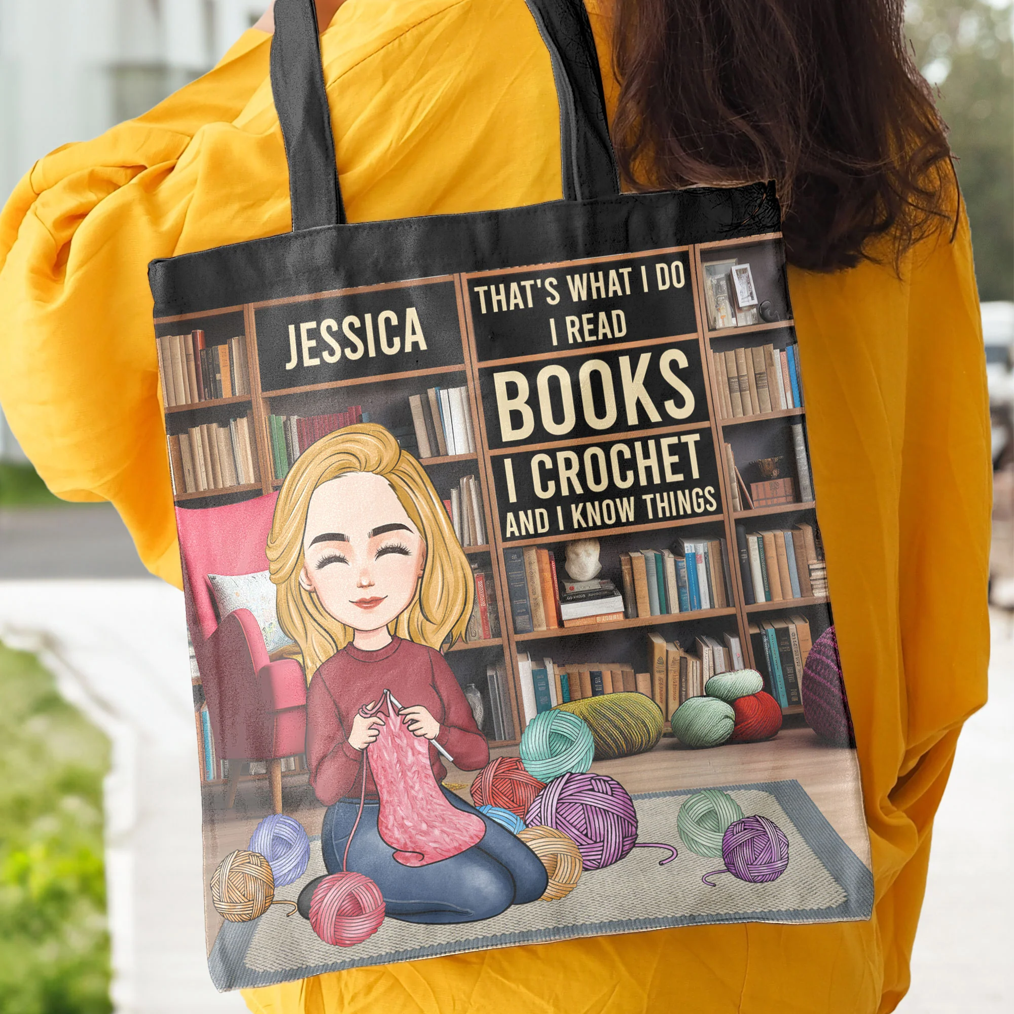 That's What I Do I Read Books I Crochet And I Know Things - Personalized Tote Bag - Image 4