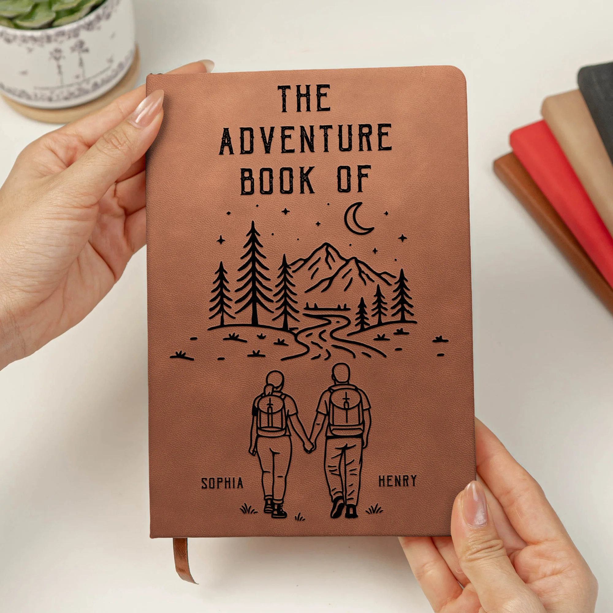 The Adventure Book Of Camping Couple - Personalized Leather Journal - Image 4