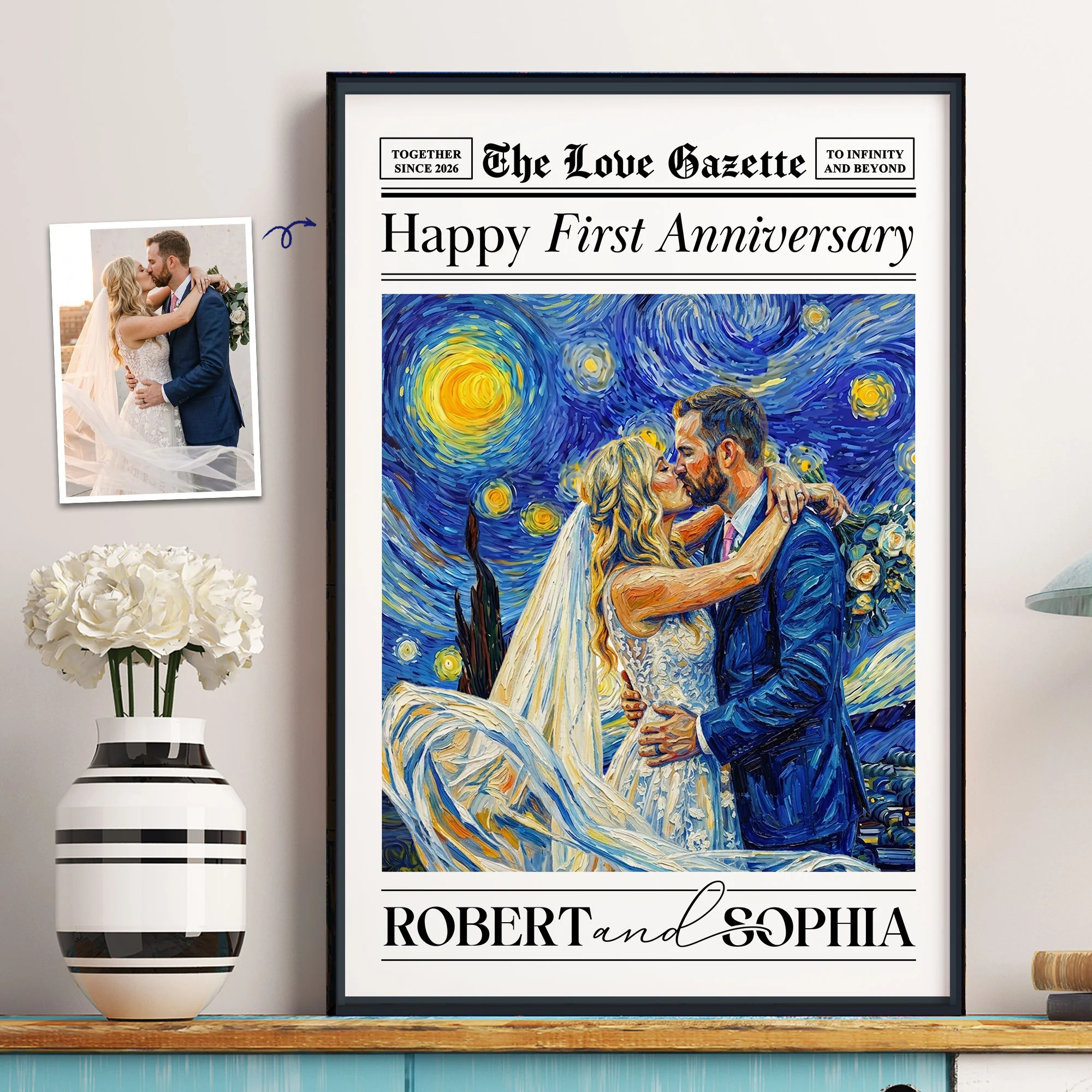 The Anniversary Times First Wedding Anniversary Van Gogh Art - Personalized Poster