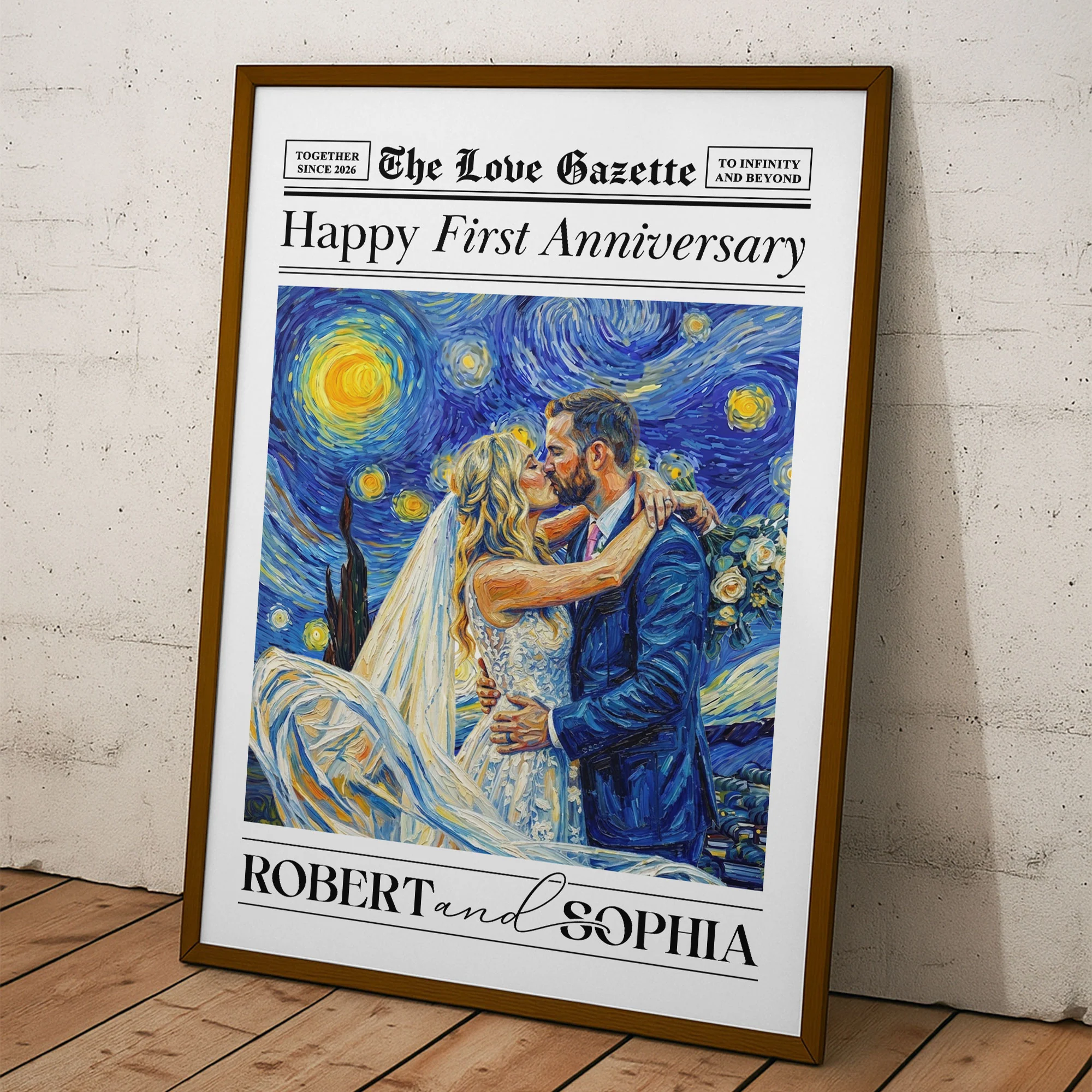 The Anniversary Times First Wedding Anniversary Van Gogh Art - Personalized Poster - Image 2