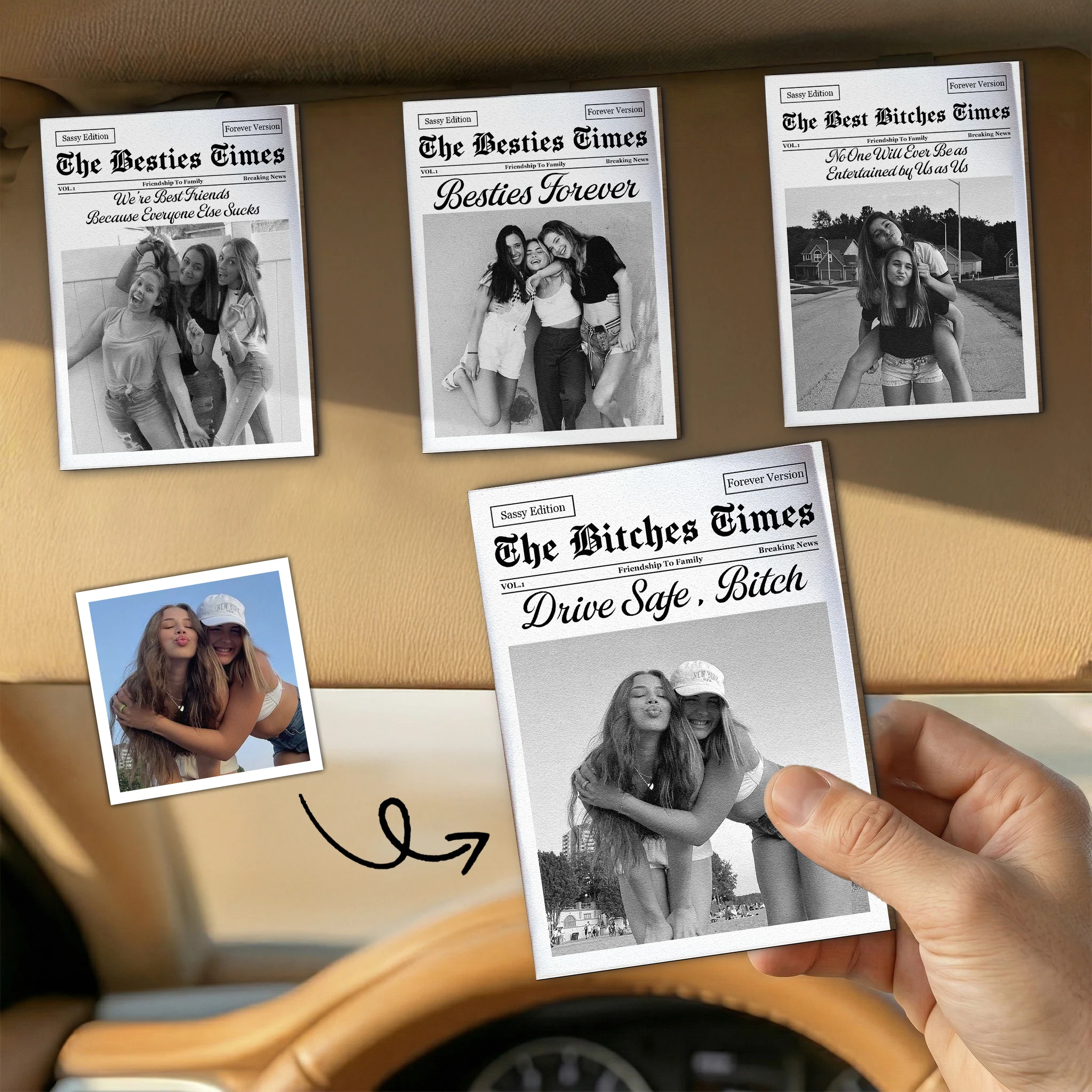 The Best B*tches Friendship - Drive Safe, Besties - Personalized Car Visor Clip