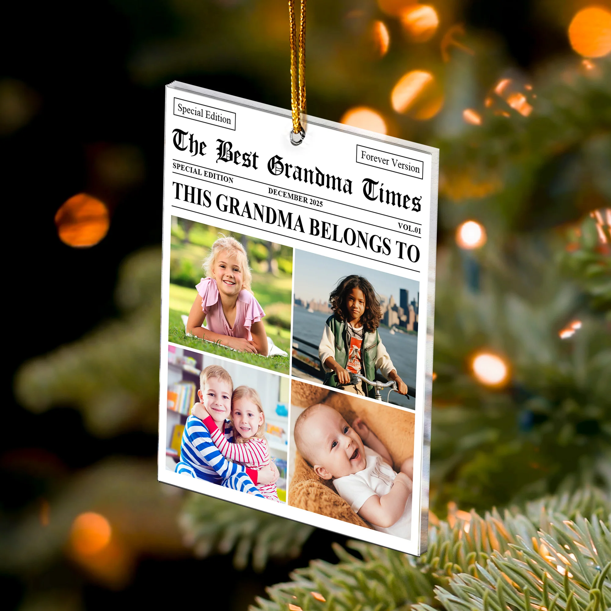 The Best Grandma Times - Personalized Acrylic Photo Ornament - Image 4