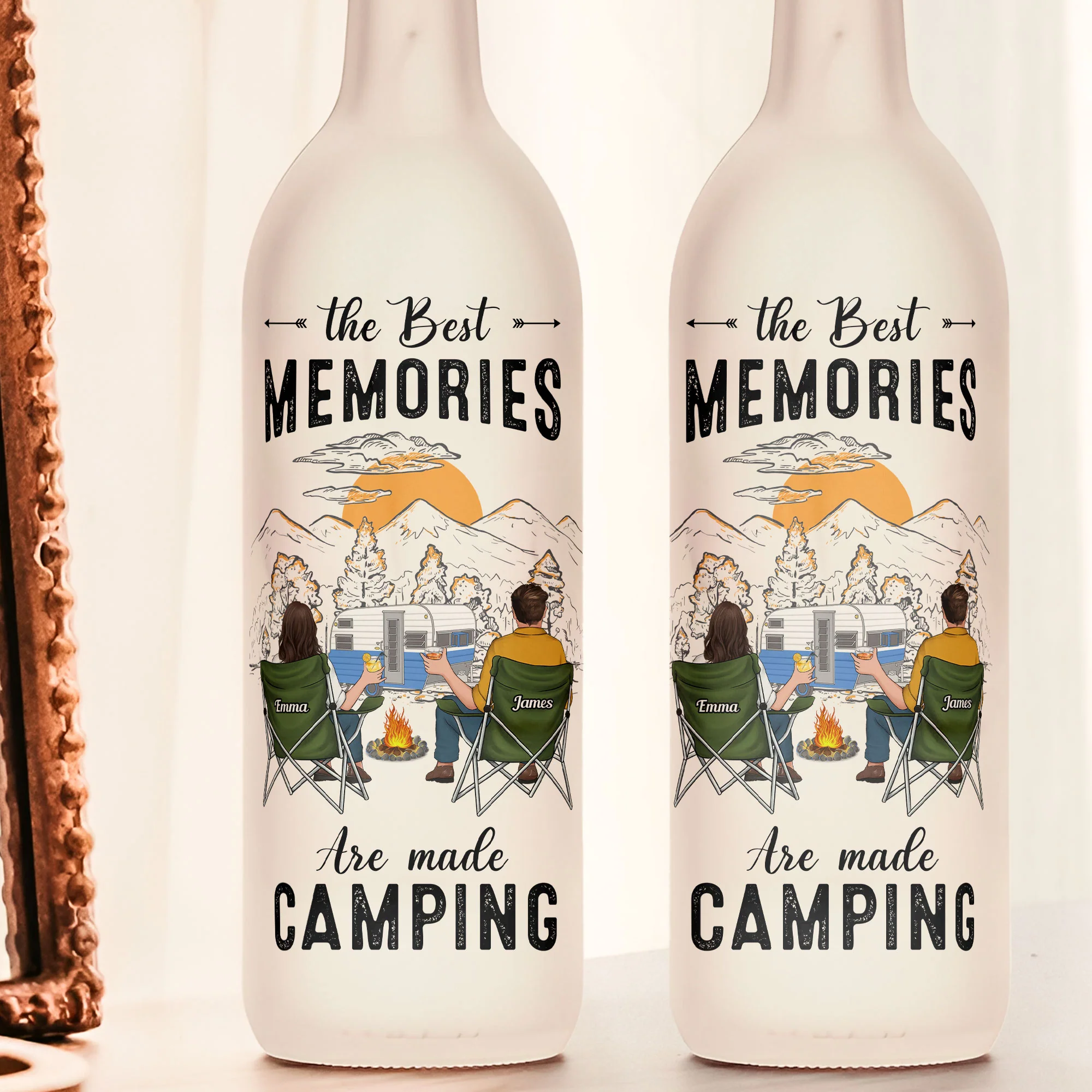 The Best Memories Are Made Camping - Personalized Bottle Lamp - Image 2