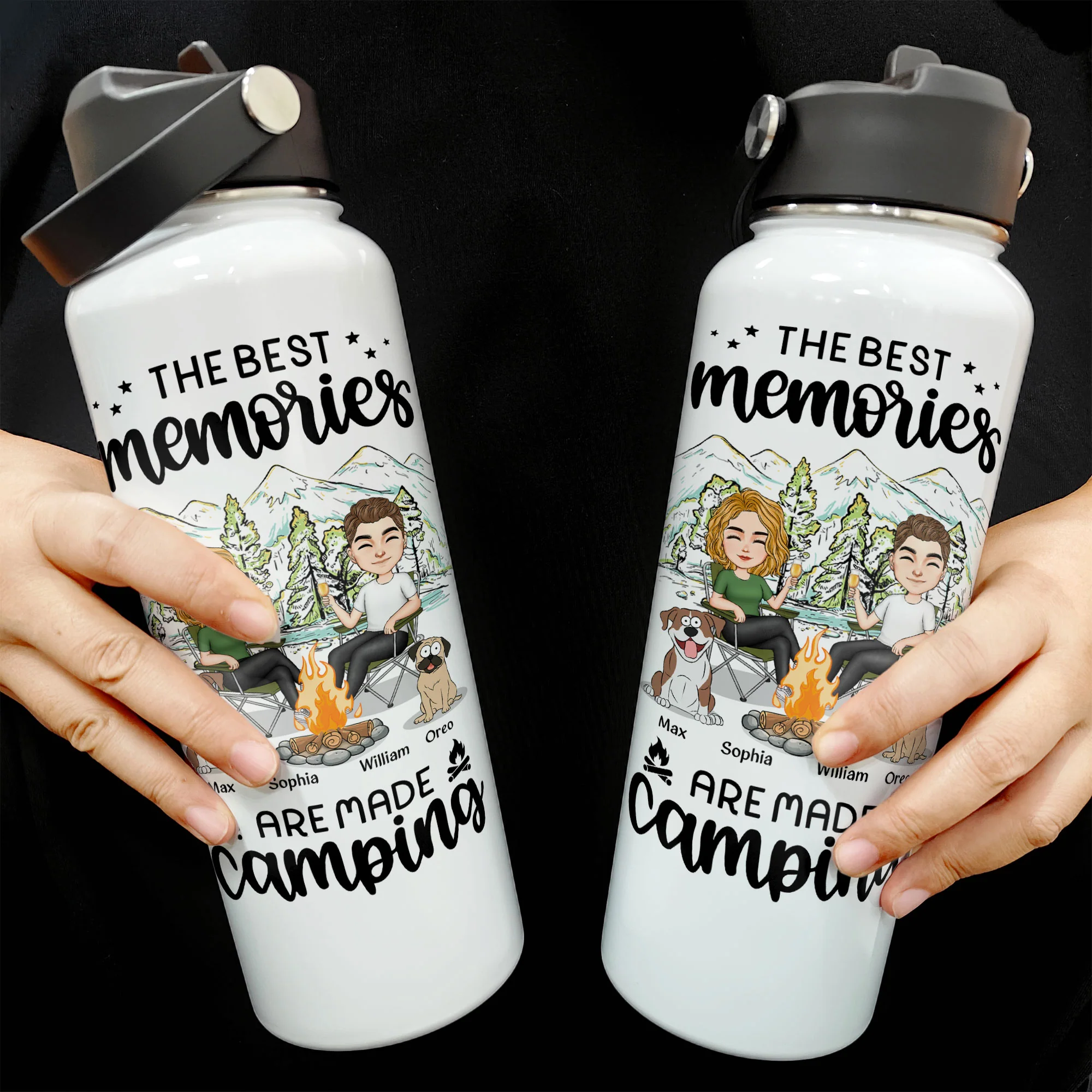 The Best Memories Are Made Camping - Personalized Stainless Steel Water Bottle - Image 3