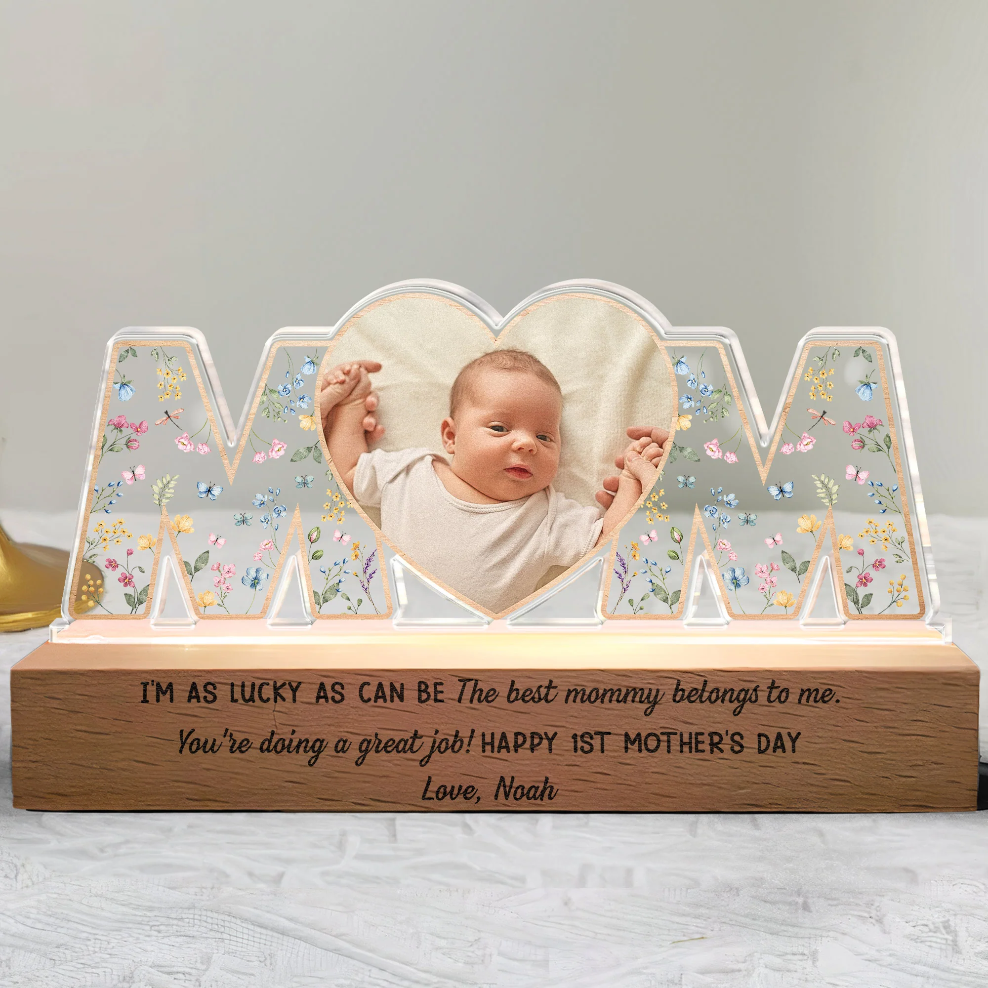 The Best Mommy Belongs To Me You’re Doing A Great Job - Personalized Photo LED Night Light - Image 5