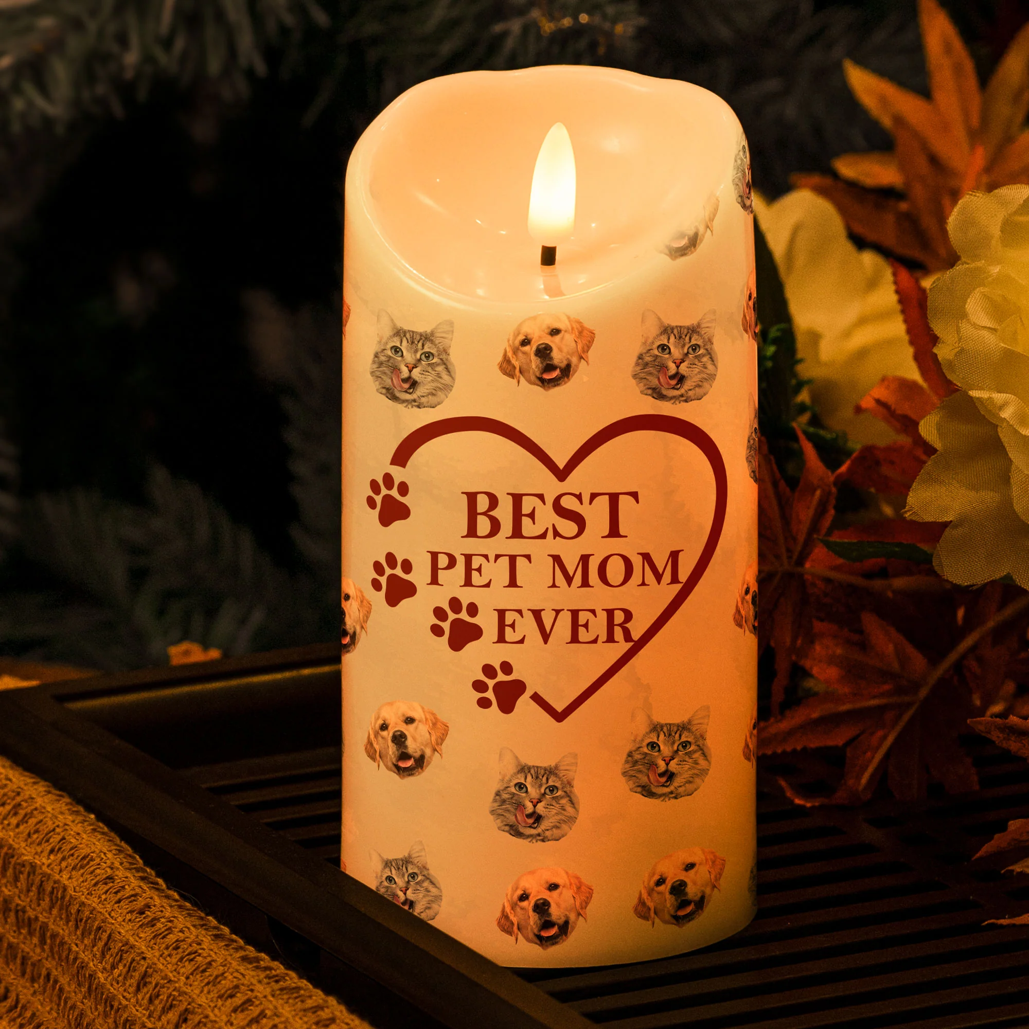 The Best Pet Mom - Personalized Photo LED Candle - Image 4