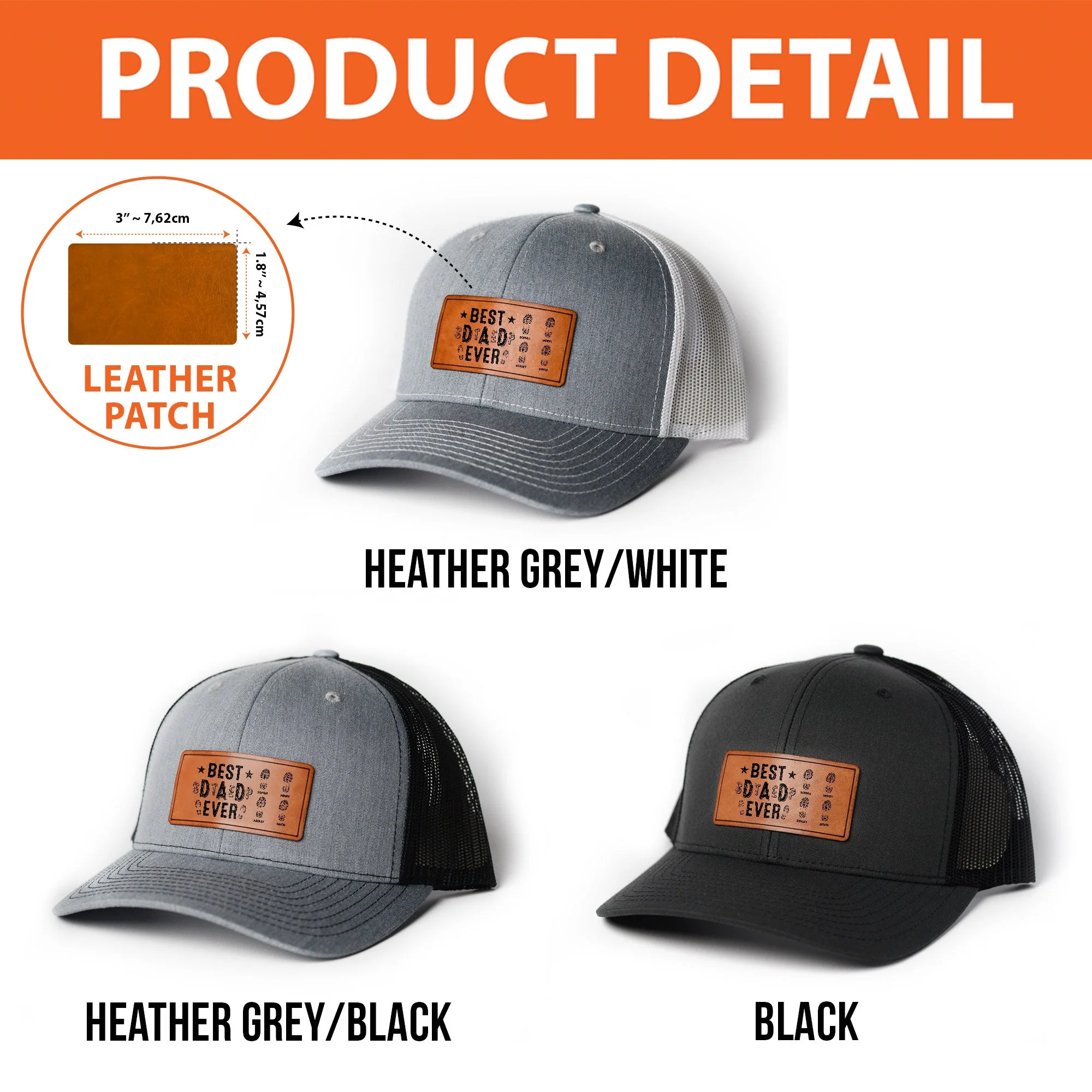 The Best Step Dad Ever - Personalized Leather Patch Hat - Image 6