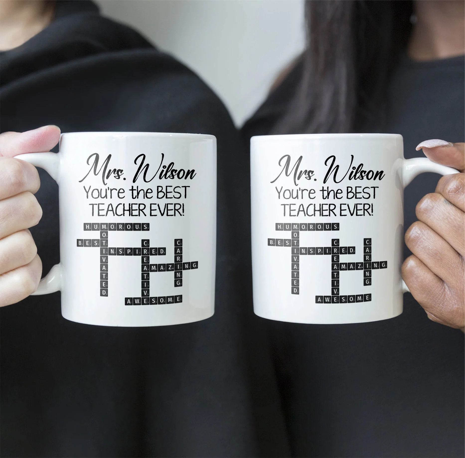 The Best Teacher Scrabble Name Affirmation - Personalized Mug - Image 4