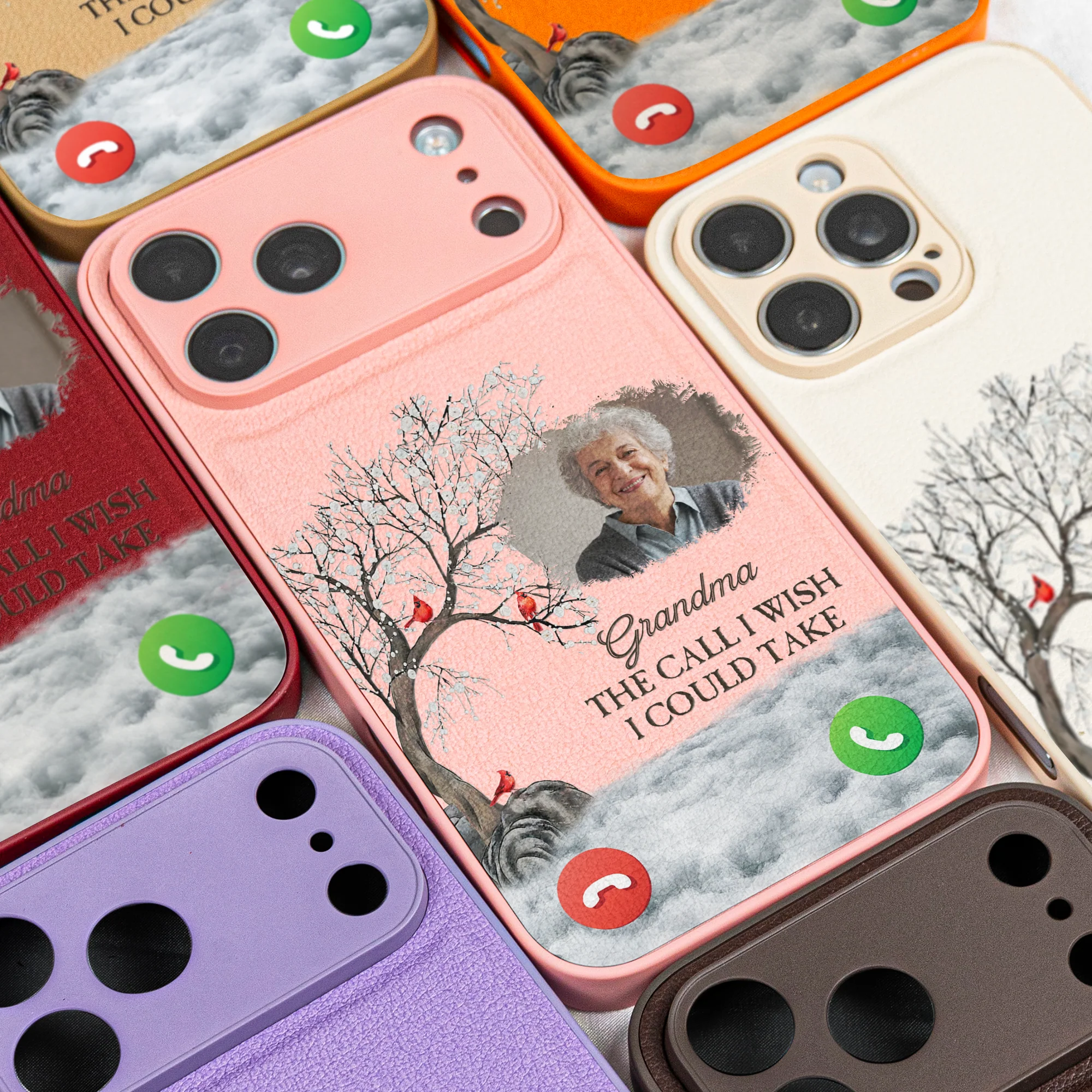 The Call I Wish I Could Take - Memorial Gifts For Loss Of Loved Ones - Personalized Leather Phone Case - Image 6
