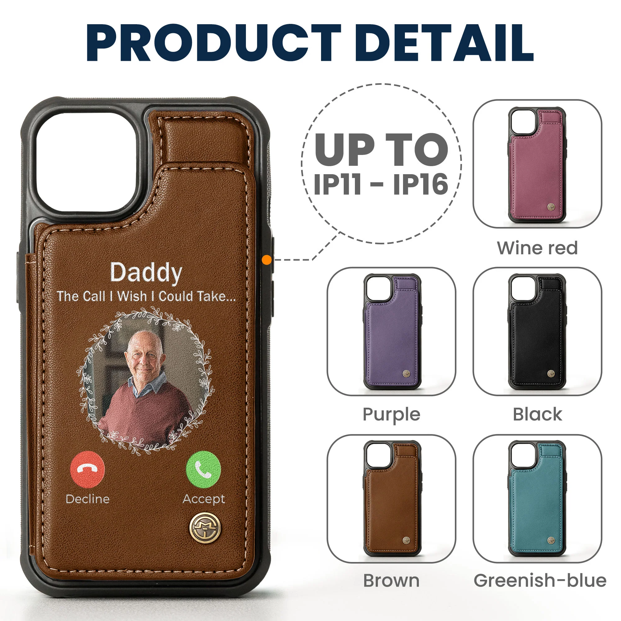 The Call I Wish I Could Take - Personalized Photo Leather Flip Wallet Phone Case - Image 7