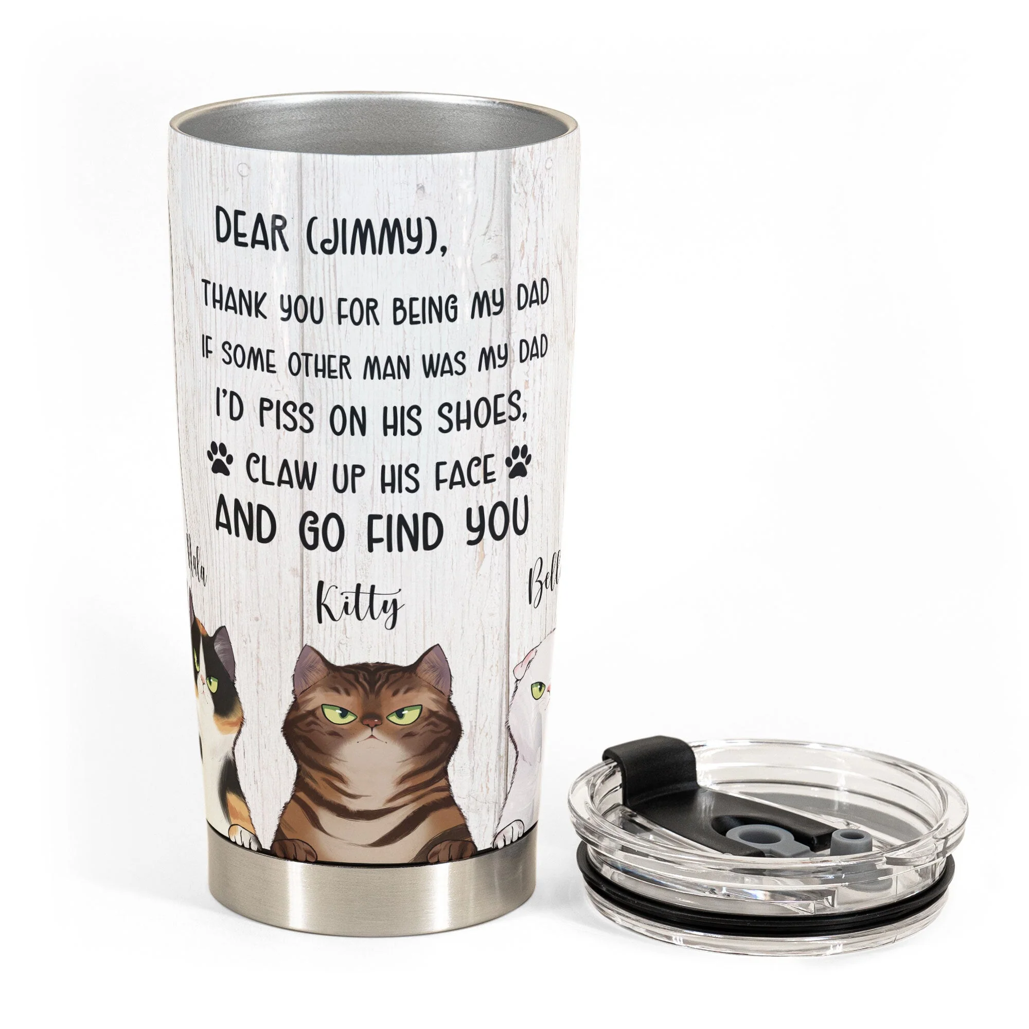 Thank You For Being Our Dad  - Personalized Tumbler Cup - Gift For Cat Dad - Image 3