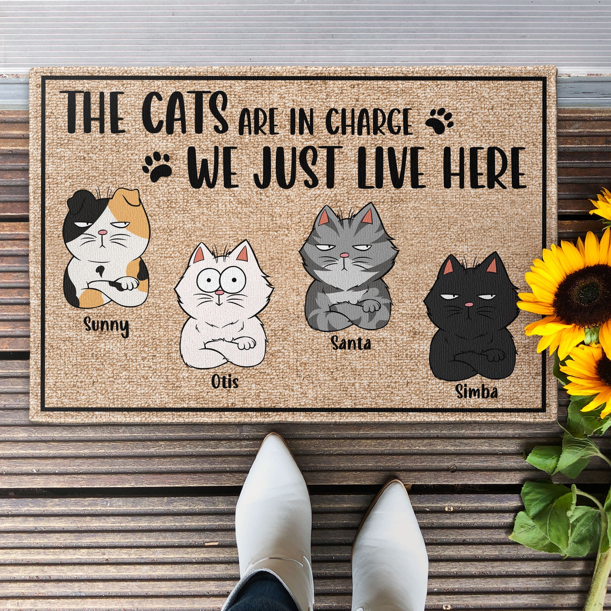The Cats Are In Charge - Personalized Doormat - Image 2