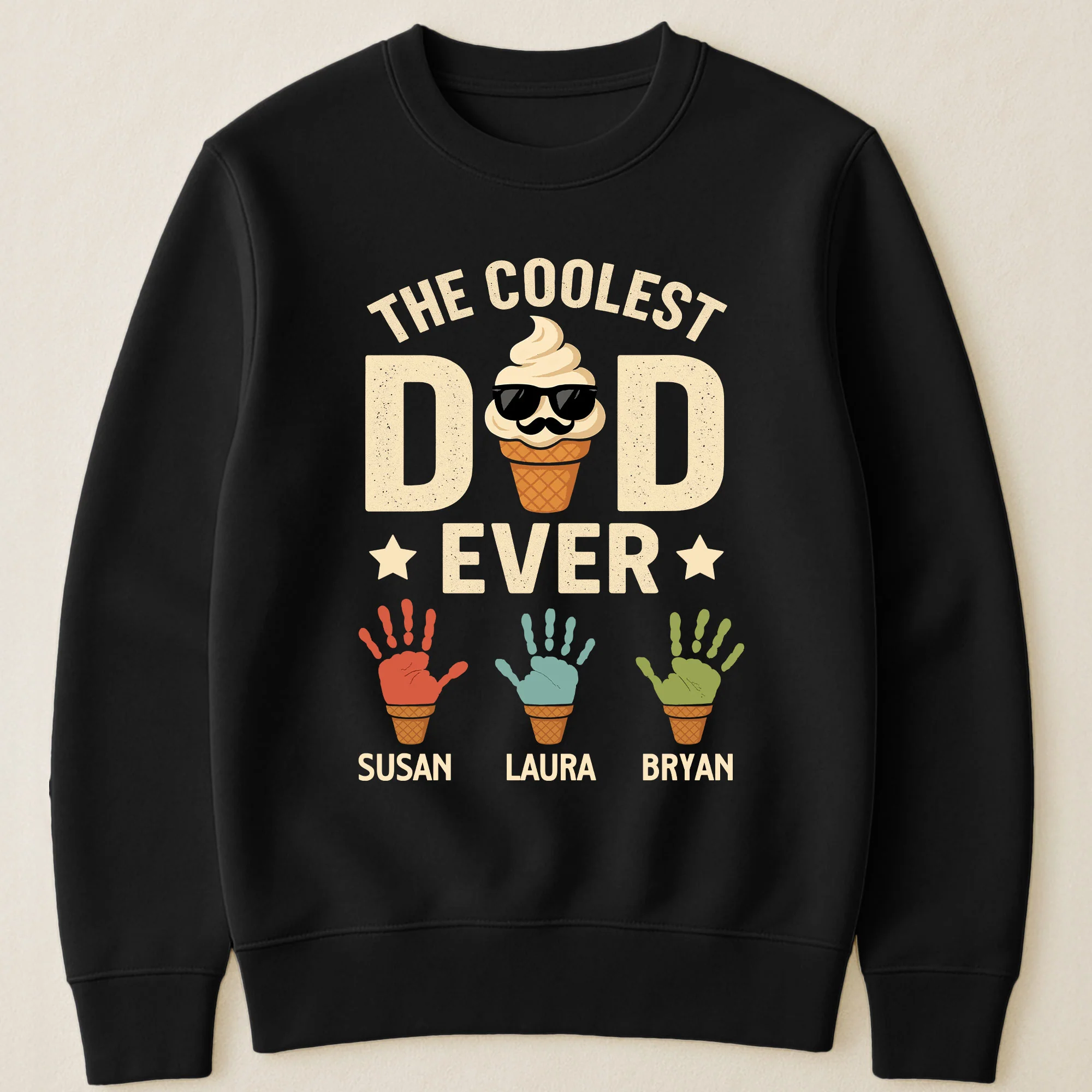 The Coolest Dad Ever Custom Kids Names Handprint - Personalized Shirt - Image 4