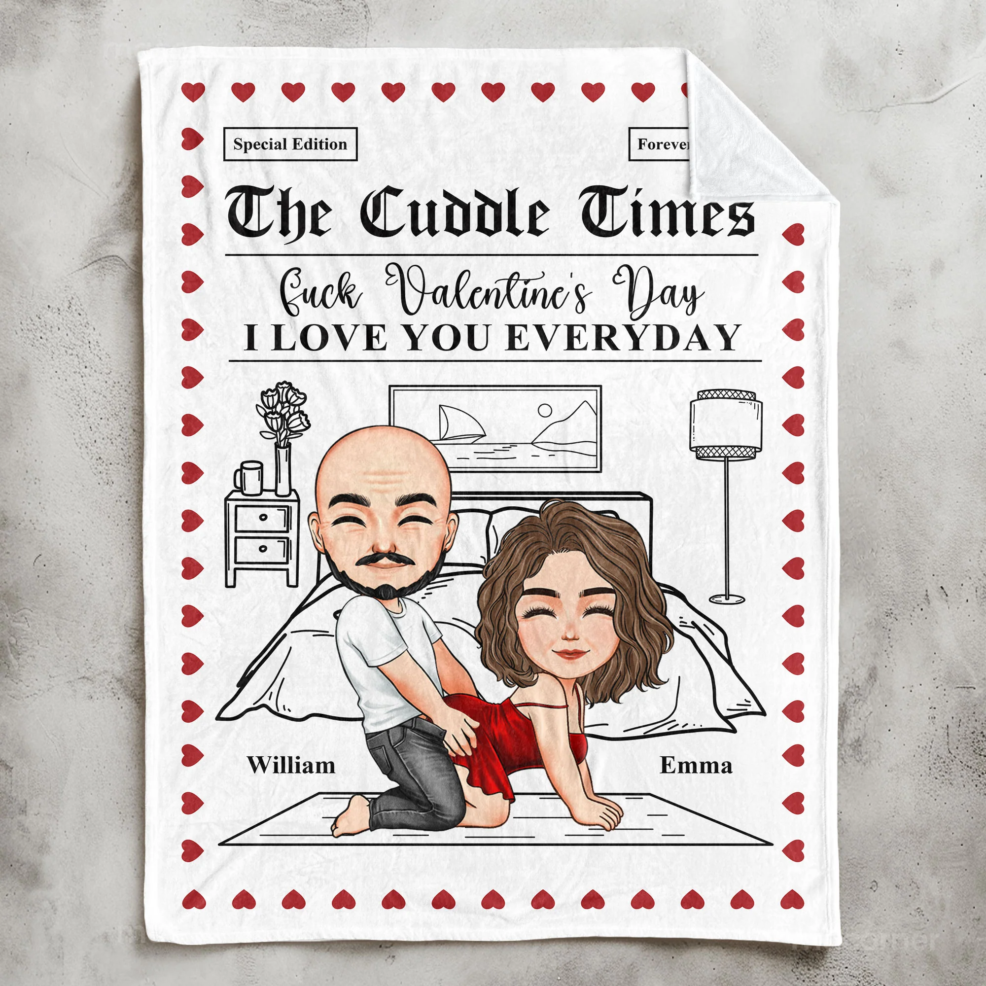 The Cuddle Times F*ck Valentine's Day I Love You Every Day - Personalized Blanket - Image 2