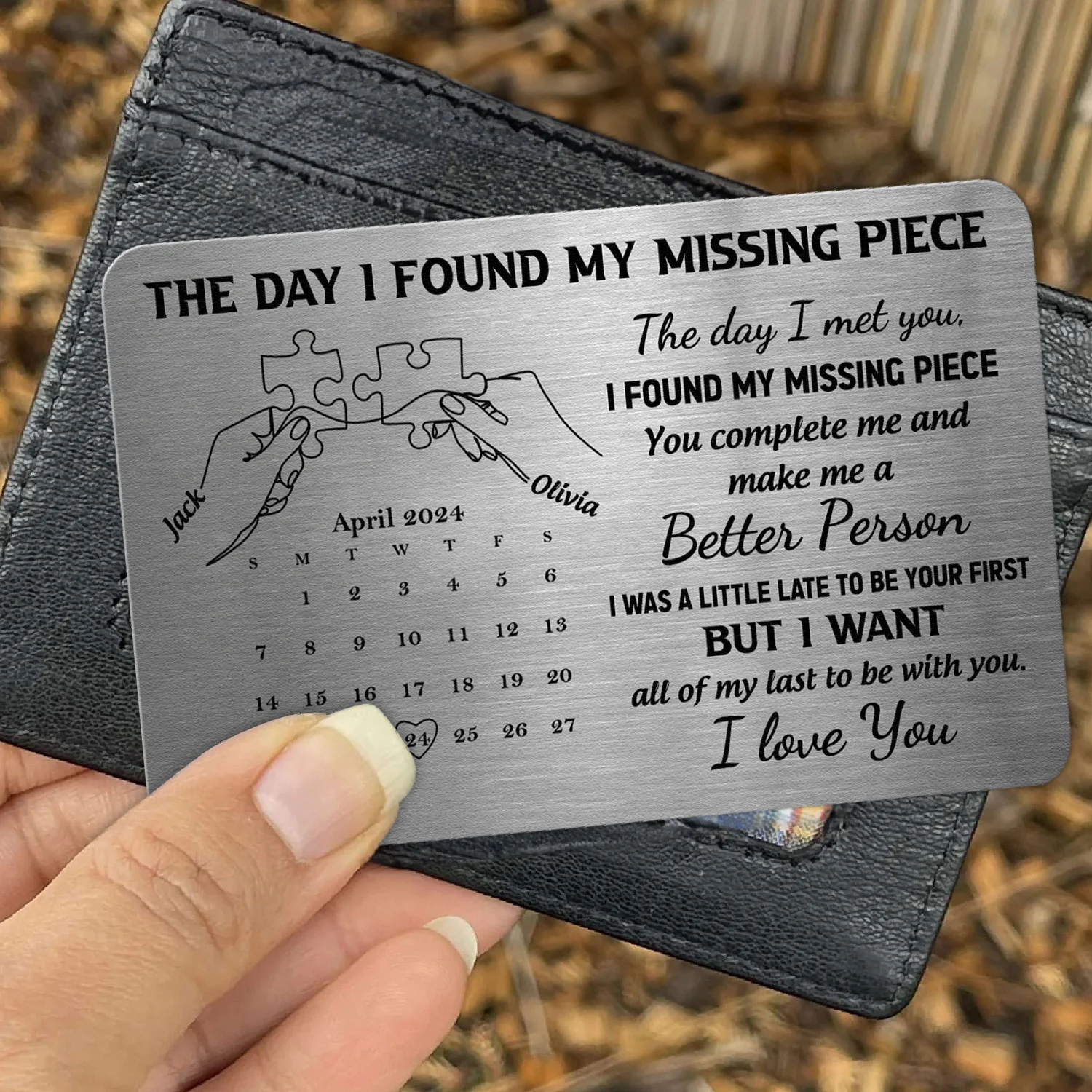 The Day I Found My Missing Piece - Custom Calendar - Personalized Aluminum Wallet Card - Image 2