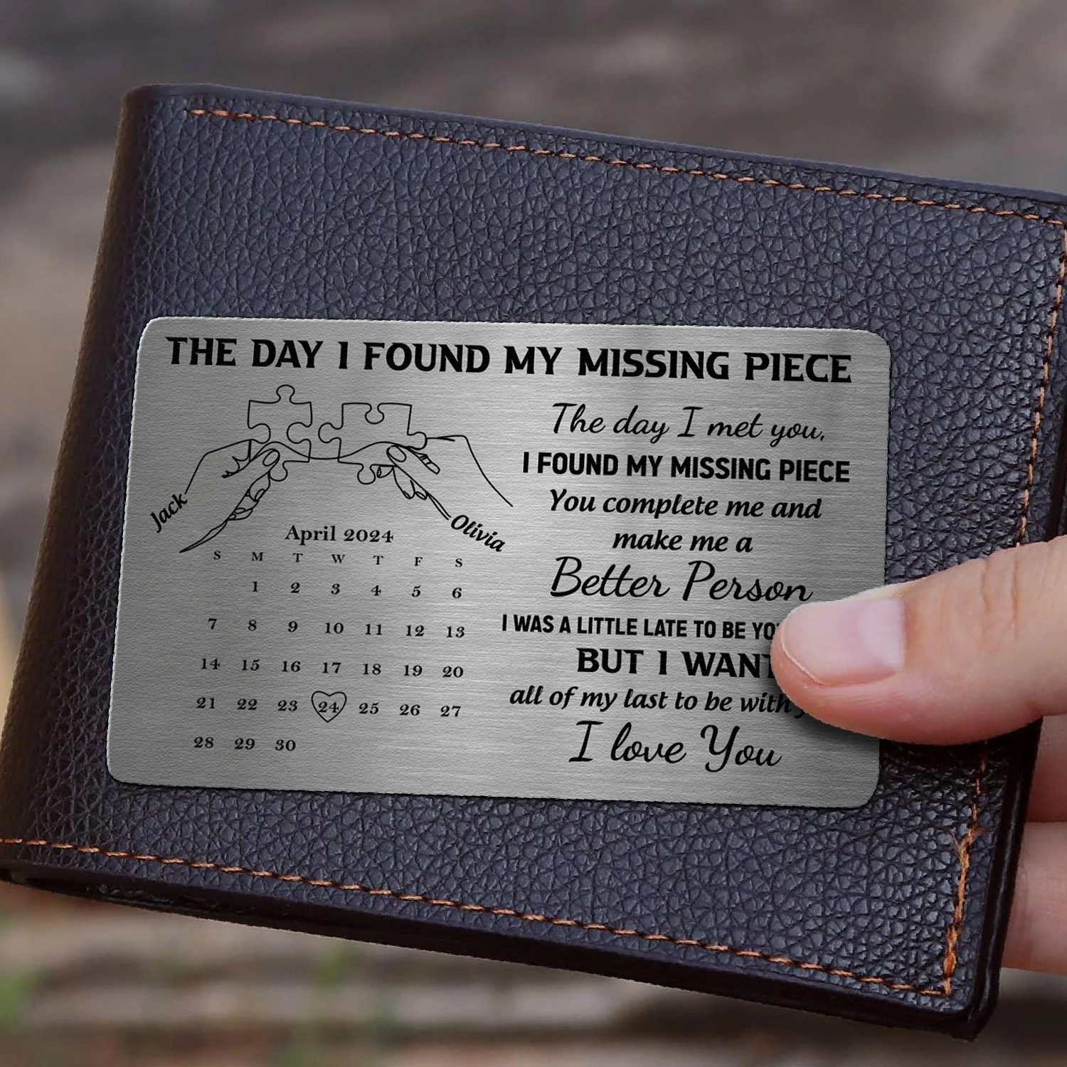The Day I Found My Missing Piece - Custom Calendar - Personalized Aluminum Wallet Card - Image 3