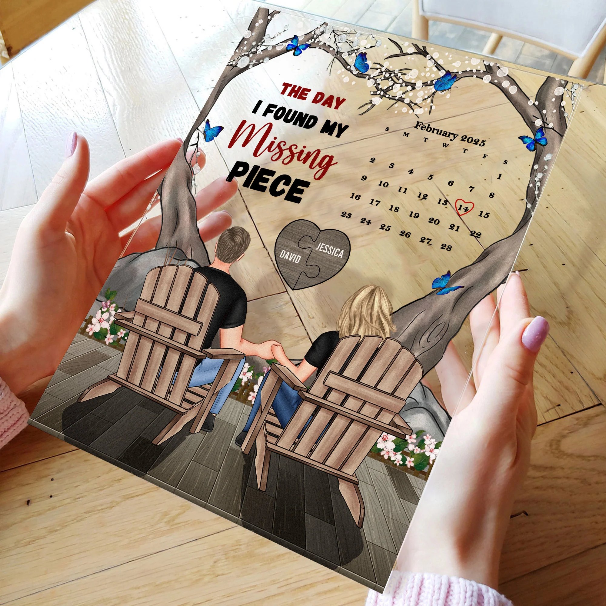 The Day I Found My Missing Piece - Personalized Acrylic Plaque - Calendar - Image 2