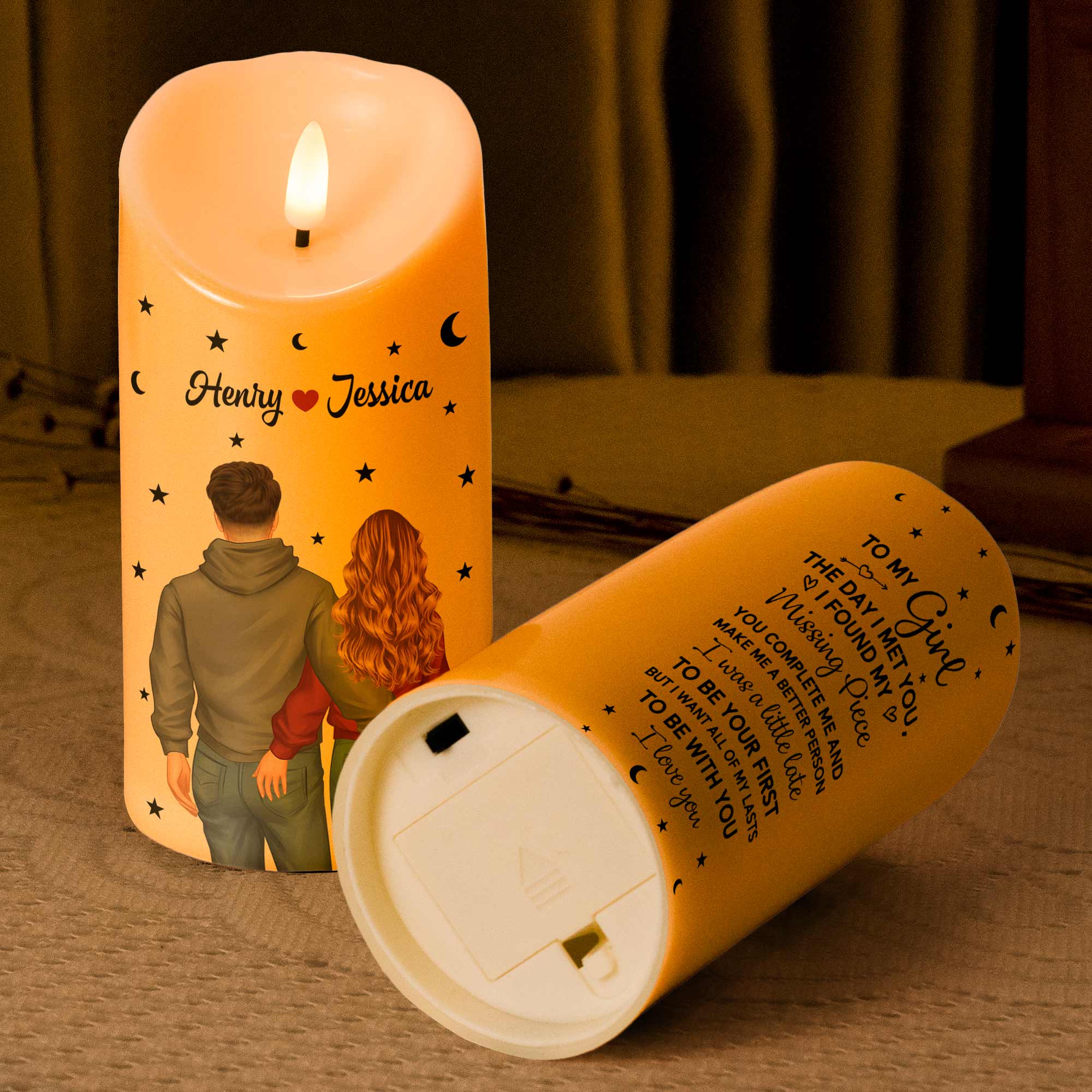 The Day I Met You, I Found My Missing Piece - Personalized LED Candle - Image 3