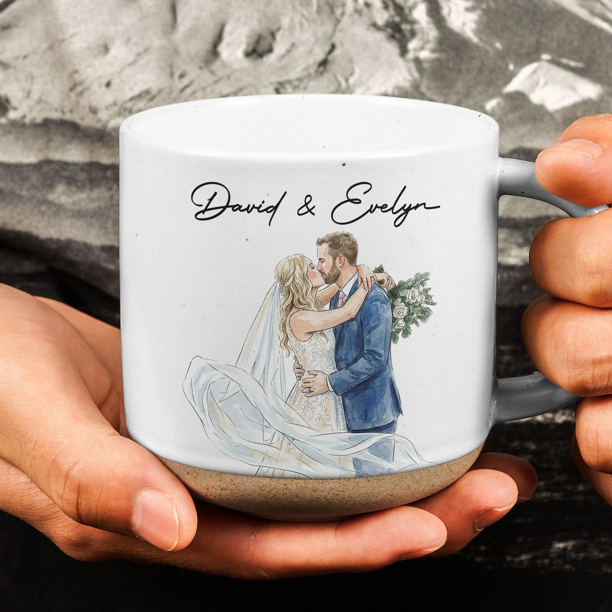 The Day Our Story Began Custom Photo Watercolor - Personalized Mug - Image 4
