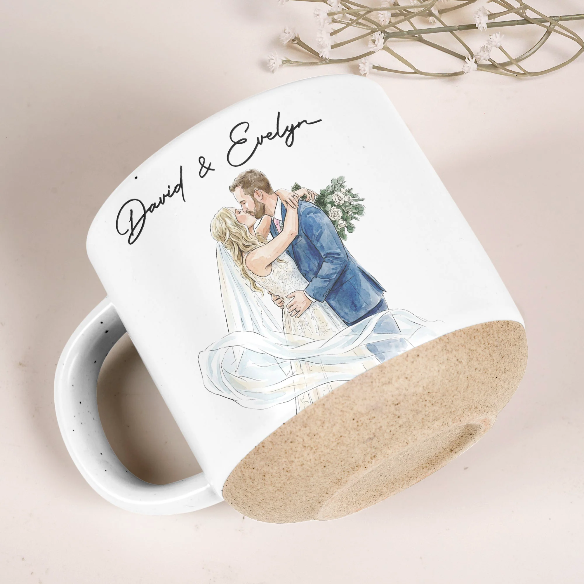 The Day Our Story Began Custom Photo Watercolor - Personalized Mug - Image 5