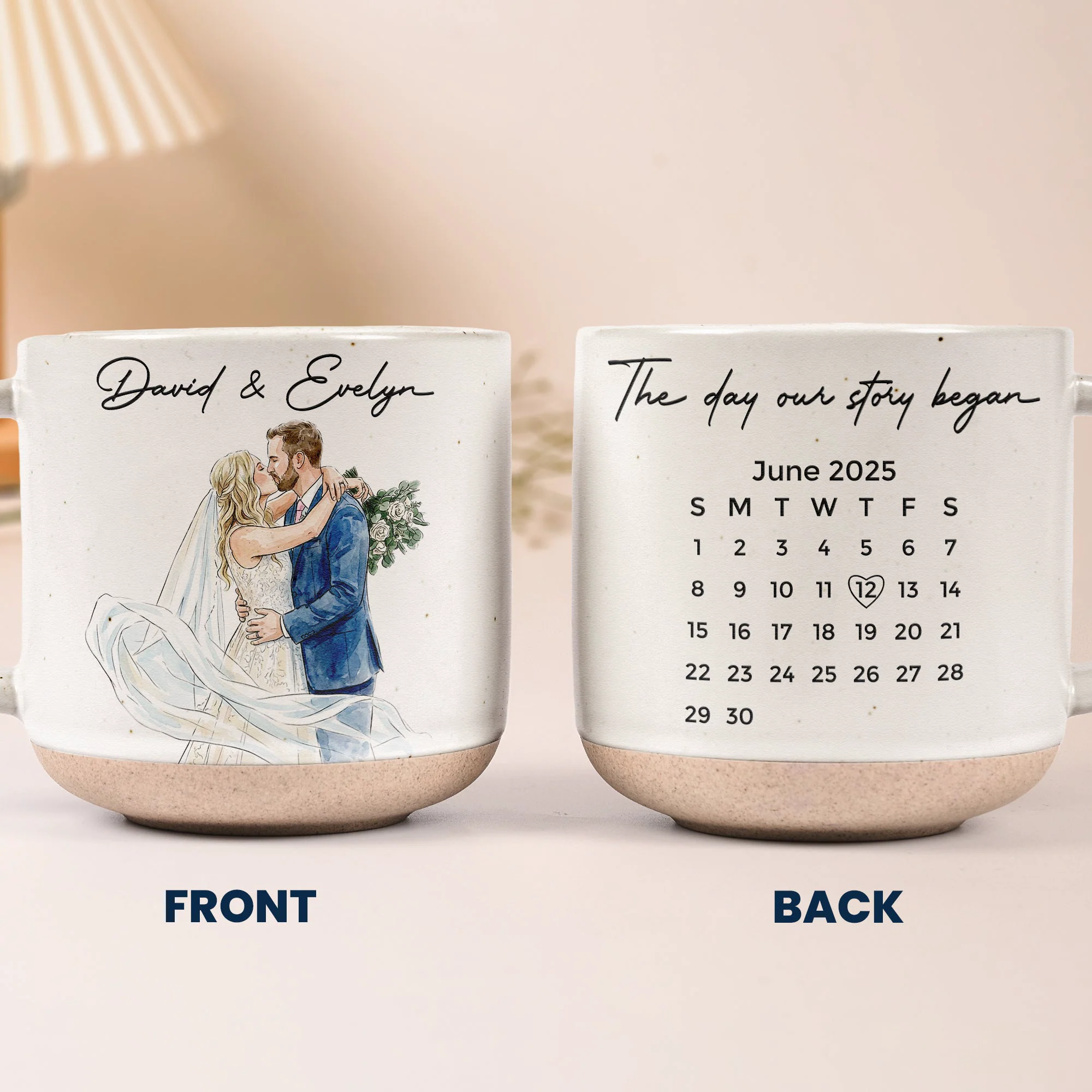 The Day Our Story Began Custom Photo Watercolor - Personalized Mug - Image 7