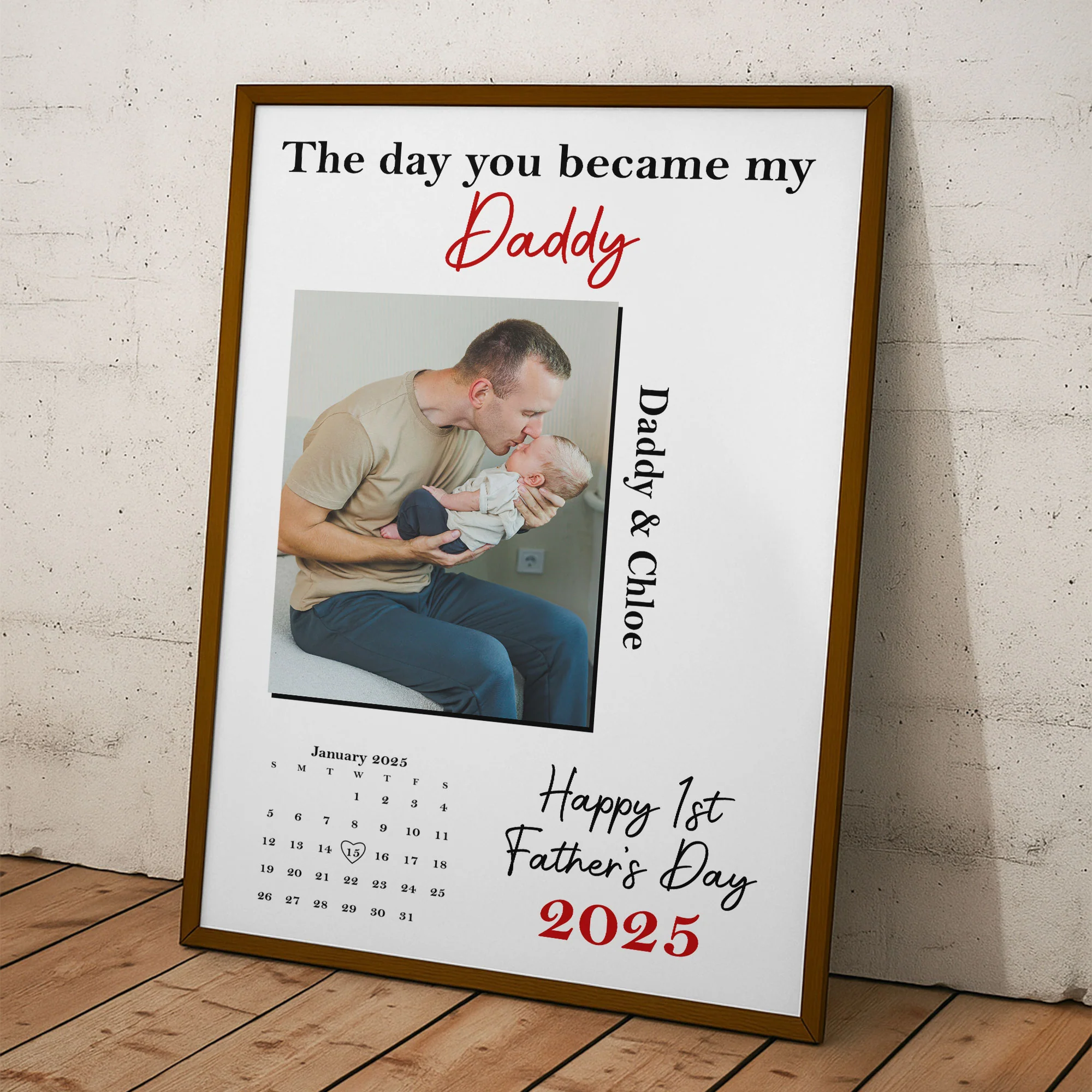 The Day You Became My Daddy 1st Father's Day - Personalized Photo Poster - Image 2