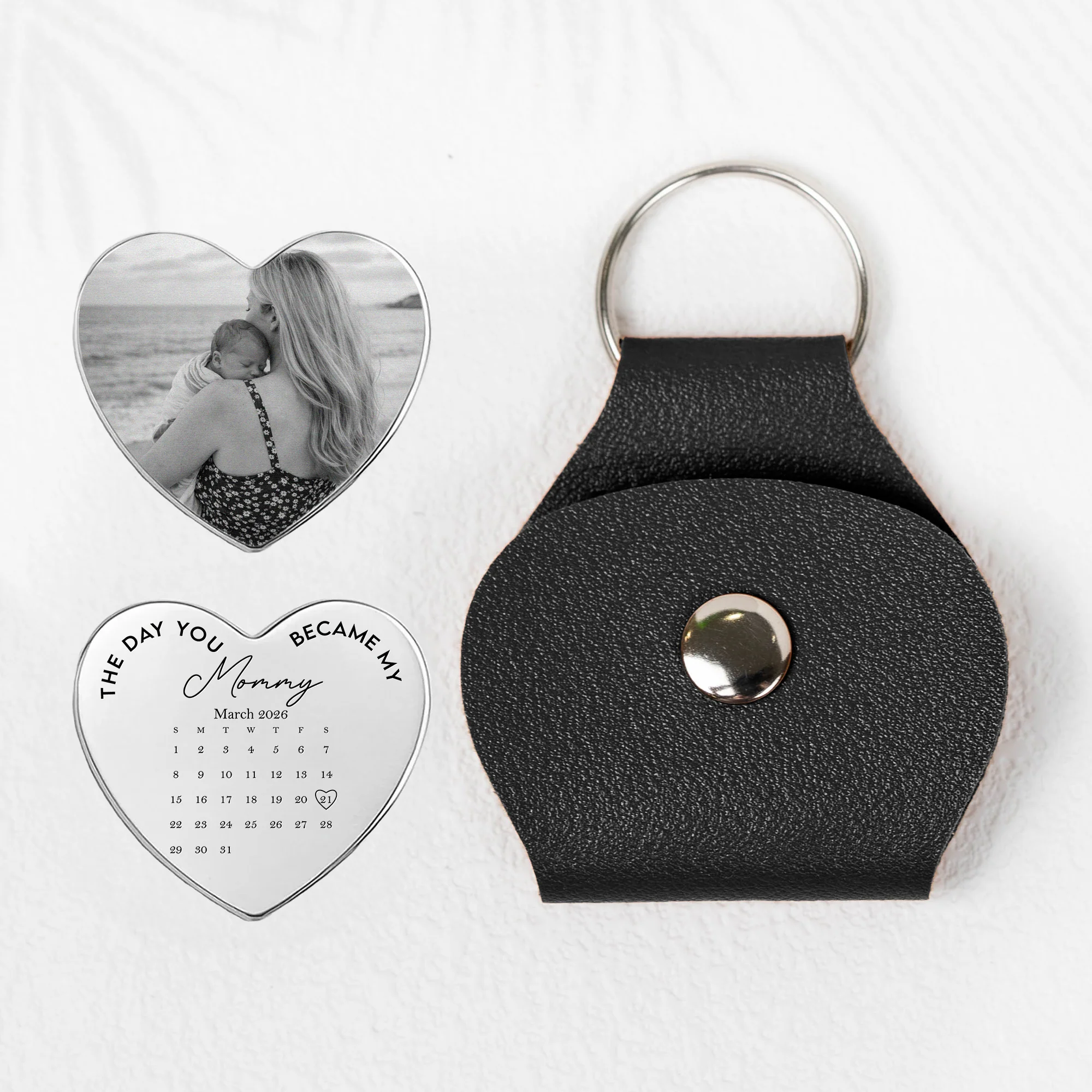 The Day You Became My Daddy, Mommy, Papa, Grandma - Custom Calender - Personalized Leather Photo Pocket Hug - Image 4