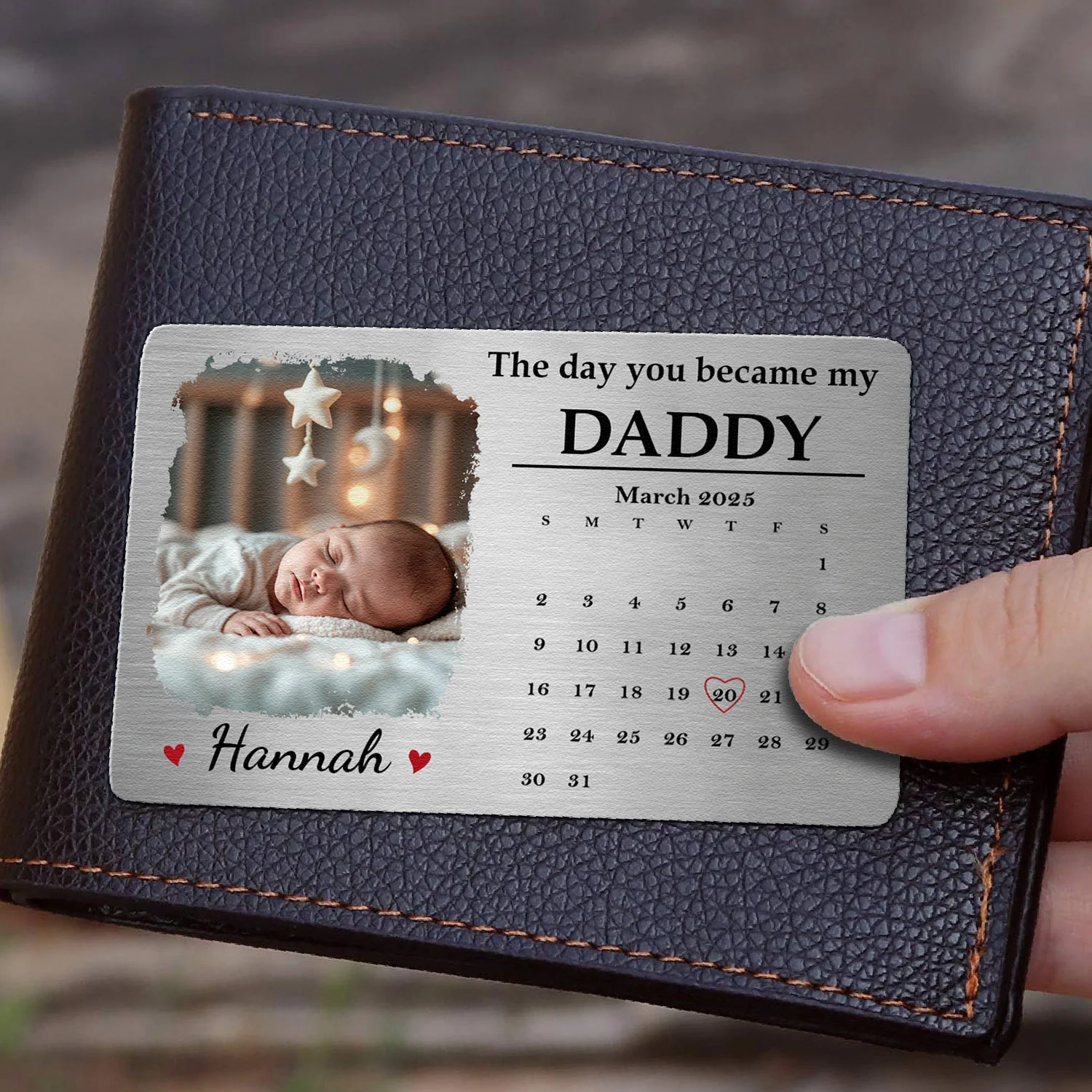 The Day You Became - Personalized Photo Aluminum Wallet Card - Image 4