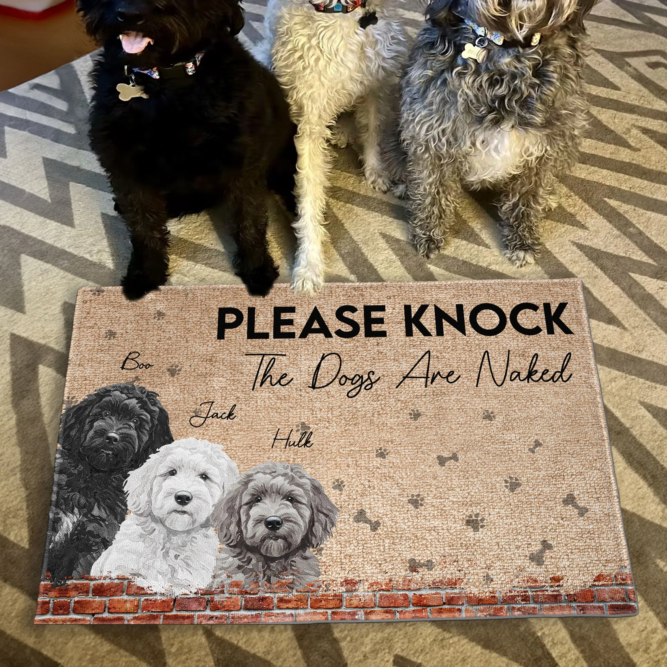 The Dogs Are Naked - Personalized Doormat - Image 2
