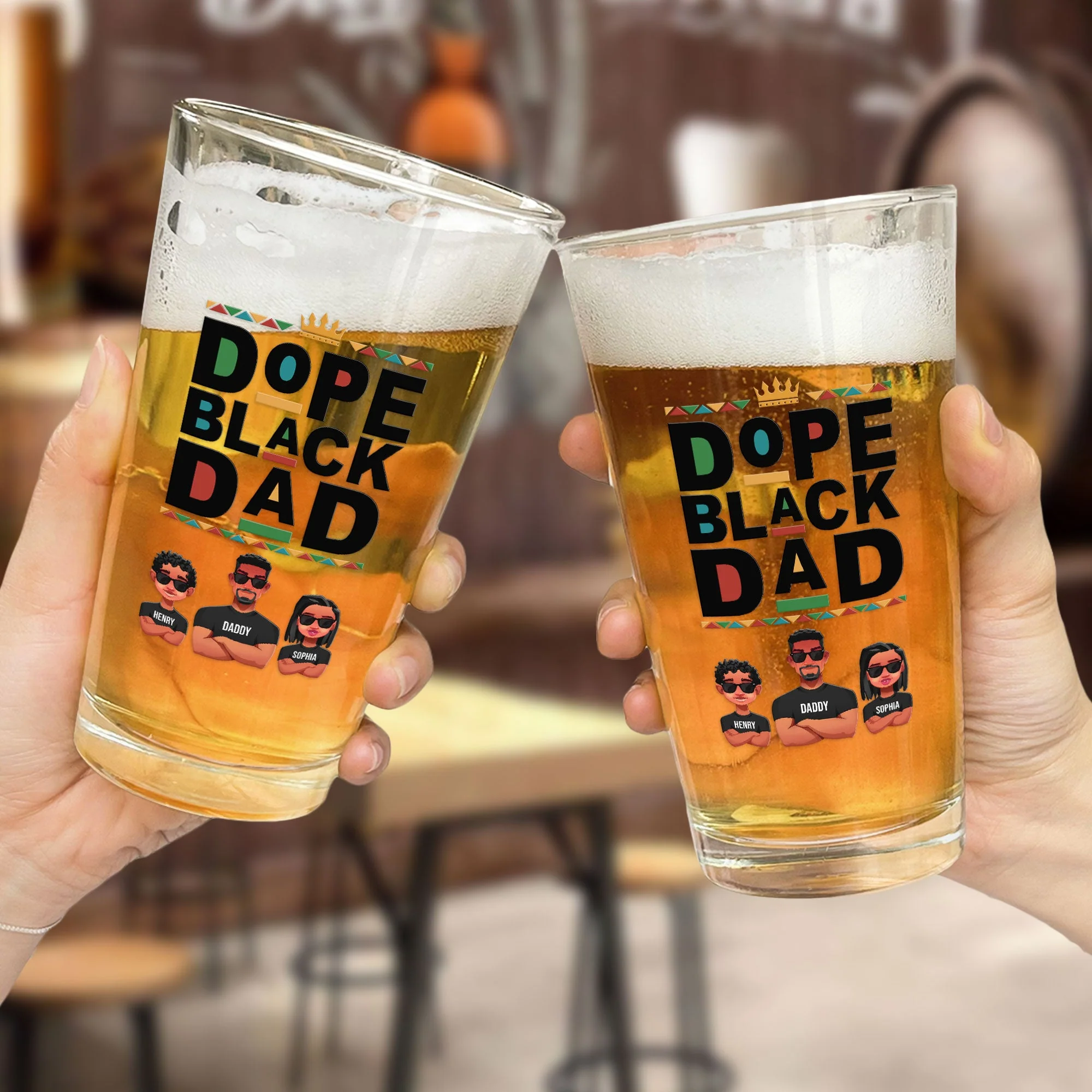 The Dope Black Dad - Personalized Beer Glass - Image 2