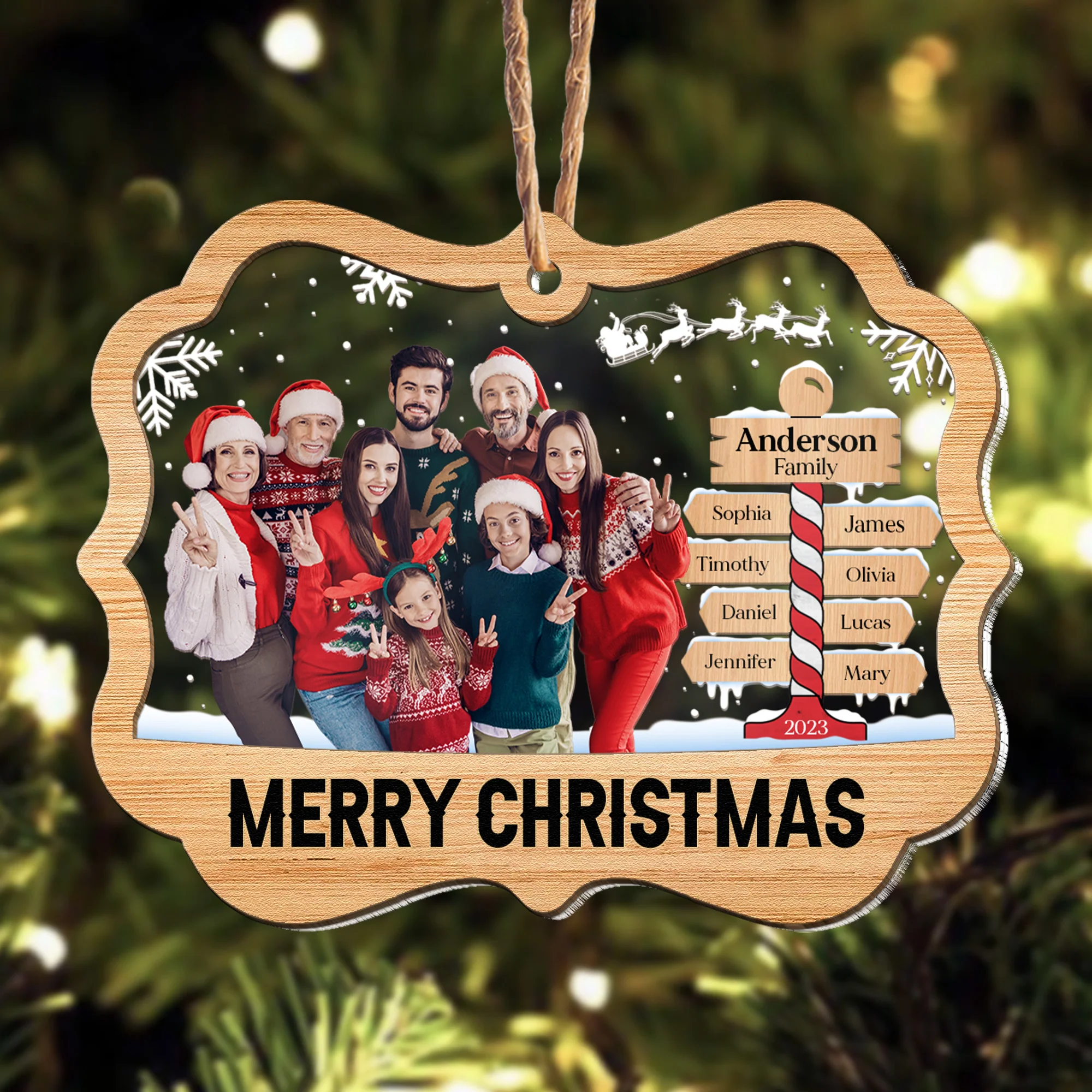 The Family Ornament - Personalized Photo Wood And Acrylic Ornament - Image 2