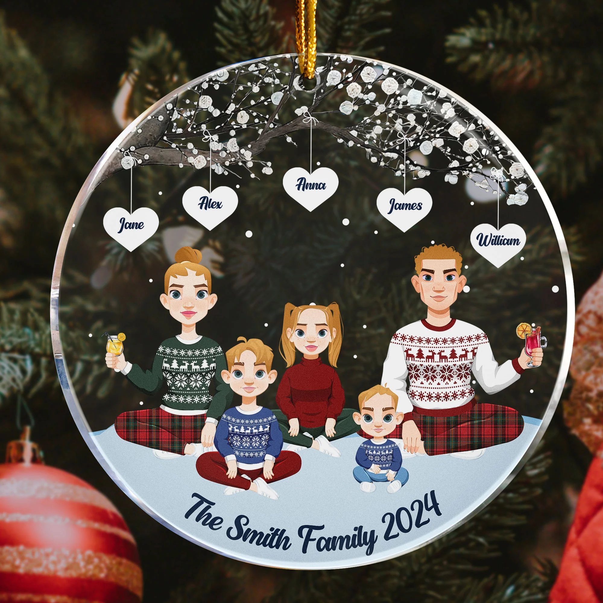 The Family - Personalized Circle Acrylic Ornament - Image 3