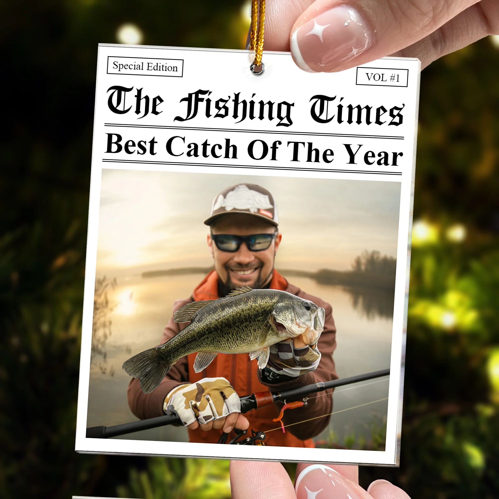 The Fishing Times - Best Catch Of The Year - Personalized Acrylic Photo Ornament - Image 4