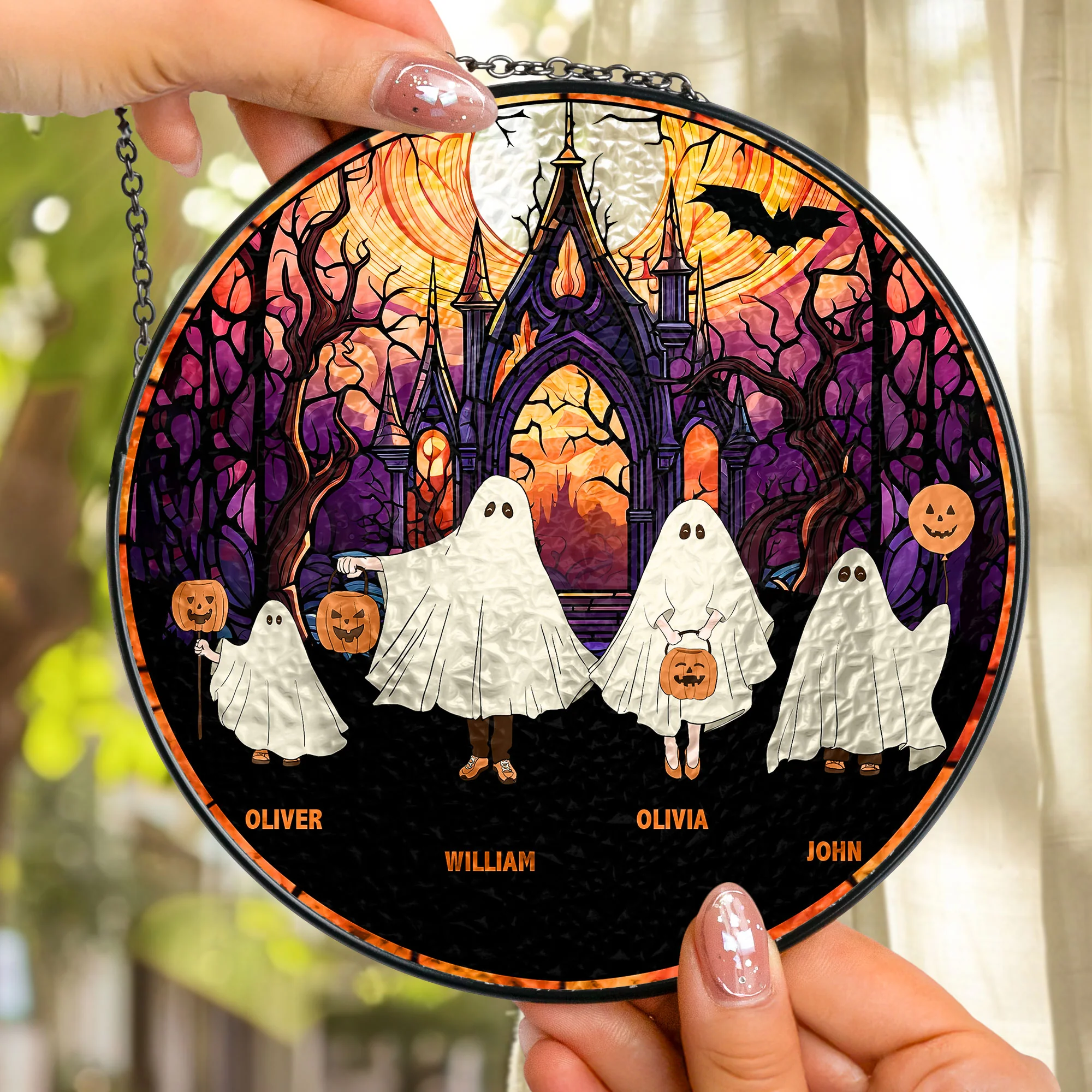 The Ghost Family - Personalized Stained Glass Window Hanging Suncatcher - Image 2