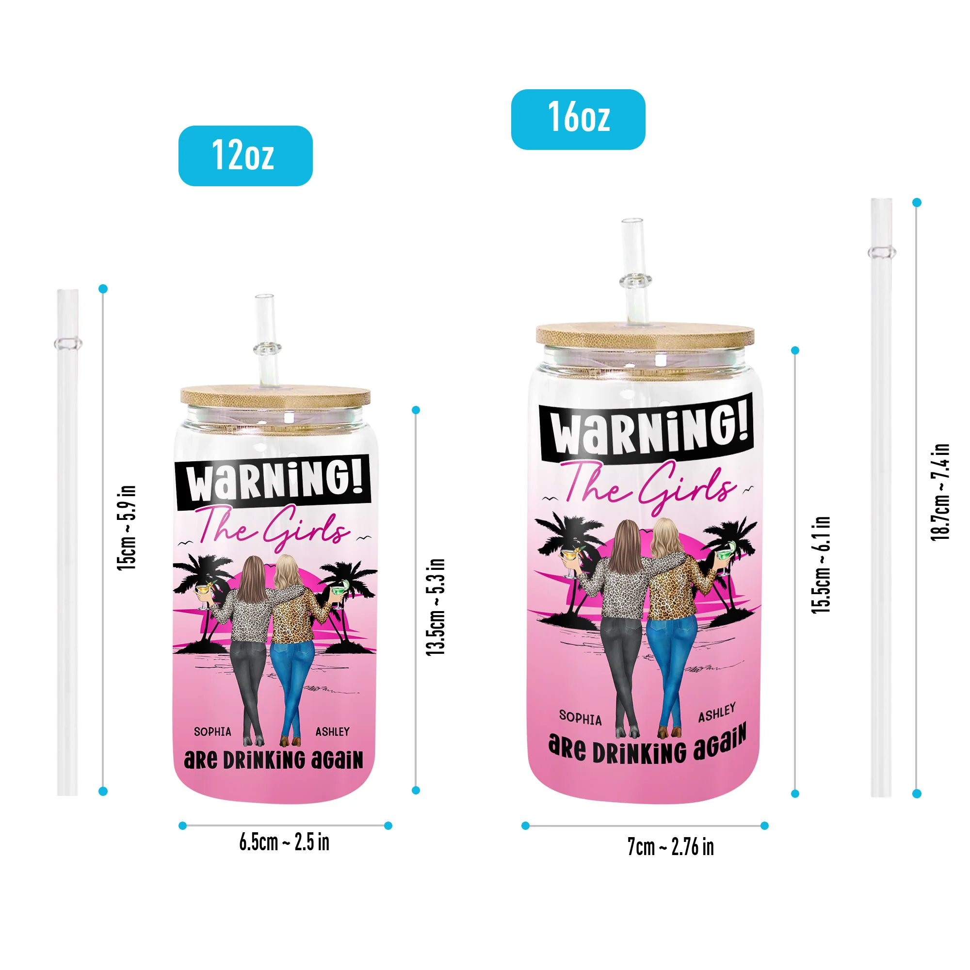The Girls Are Drinking Again - Personalized Clear Glass Cup - Image 4