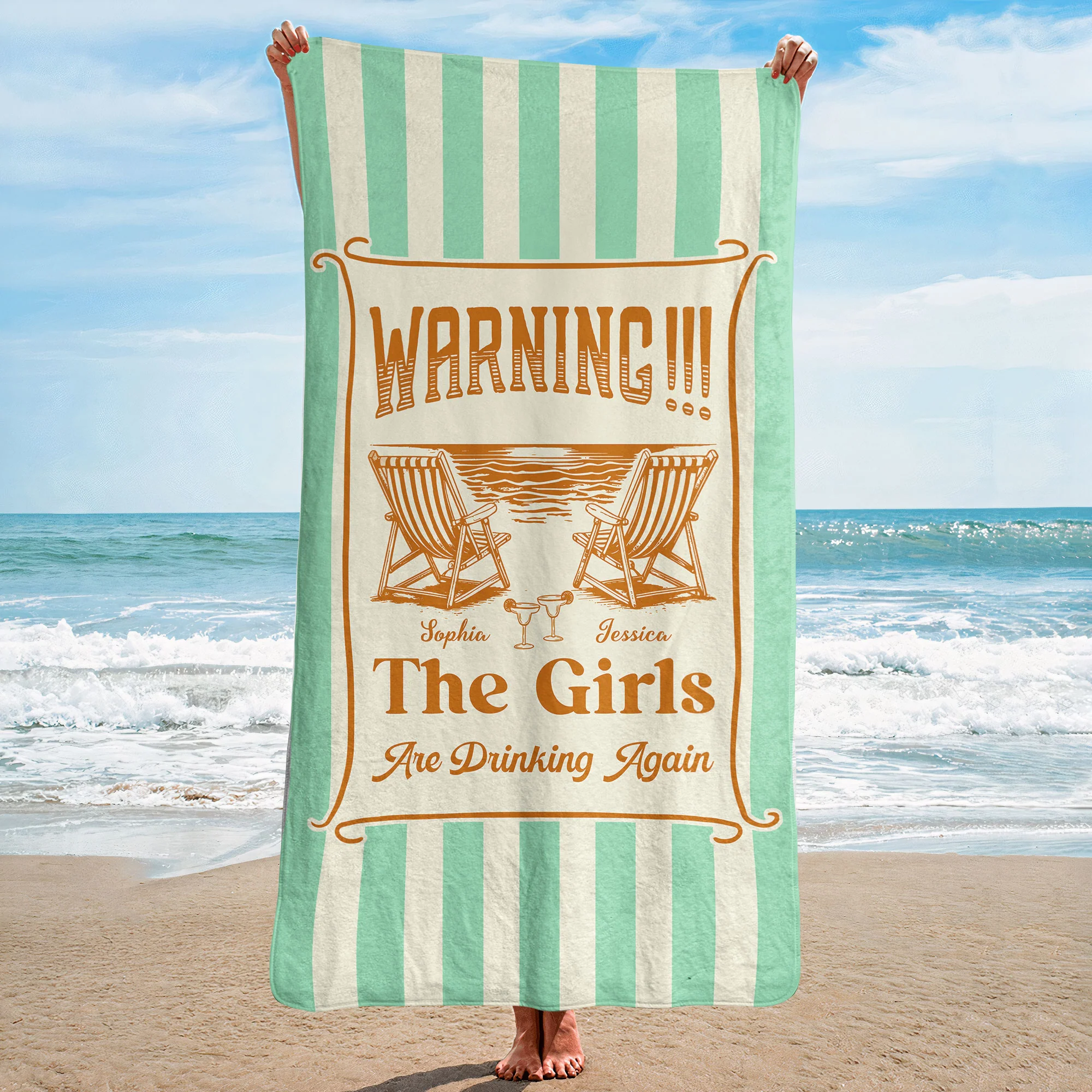 The Girls Are Drinking Again - Personalized Quick-Dry Beach Towel - Image 3